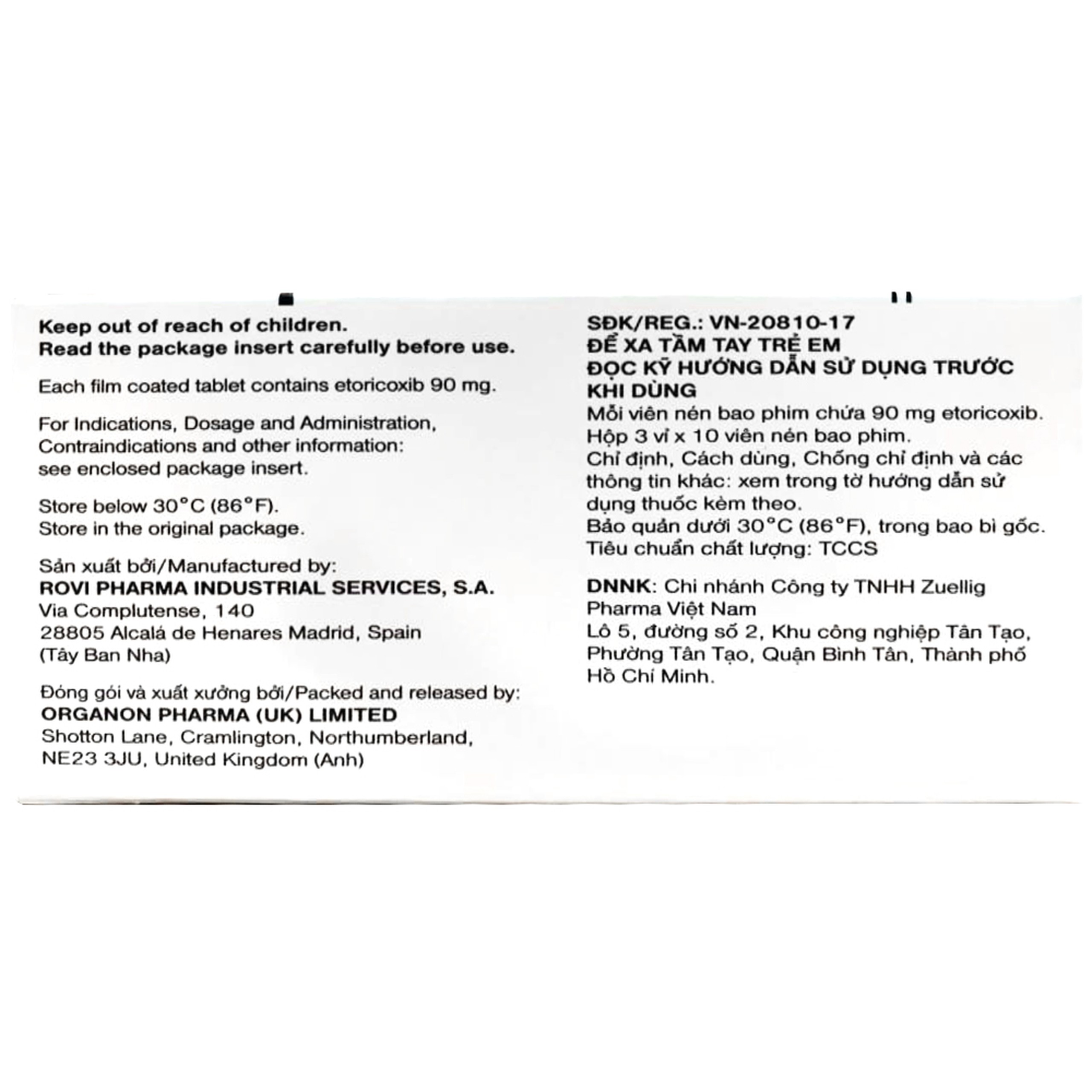 Thuốc Arcoxia 90mg Organon điều trị cấp tính và mãn tính triệu chứng viêm xương khớp (3 vỉ x 10 viên)