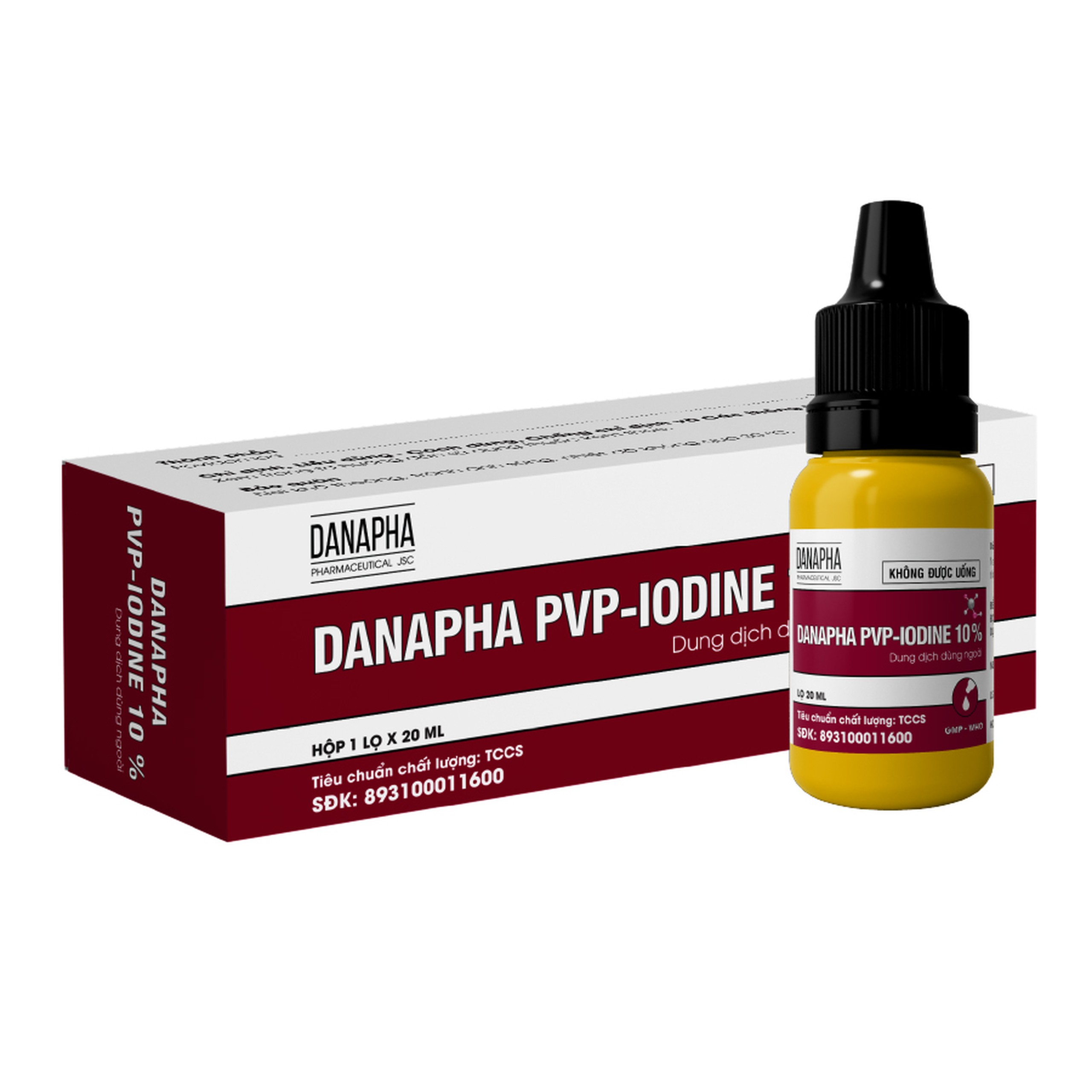 Dung dịch PVP - IODINE 10% Danapha sát trùng vết thương hoặc vết bỏng bề mặt (20ml)