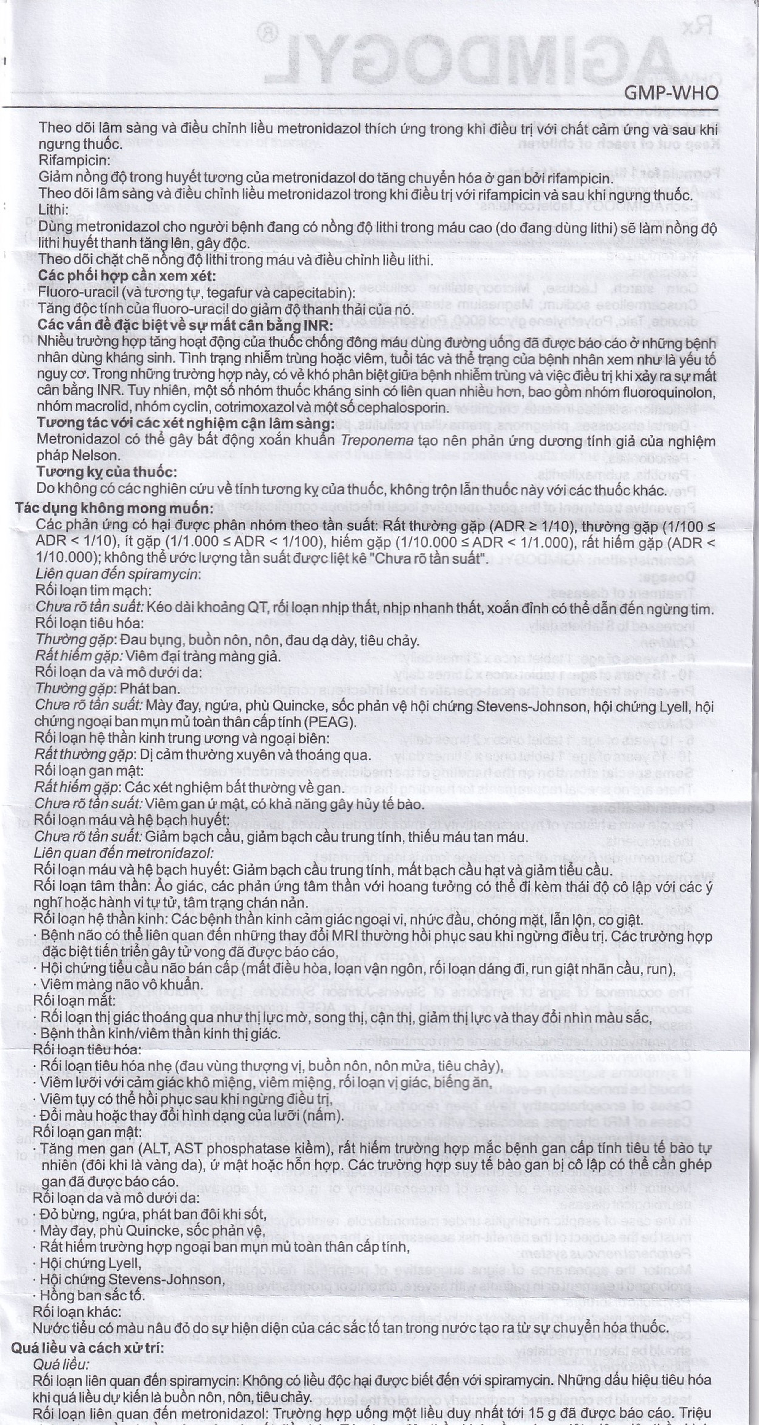 Thuốc Agimdogyl 125mg/750000IU Agimexpharm điều trị nhiễm trùng răng miệng cấp tính, mạn tính (2 vỉ x 10 viên)