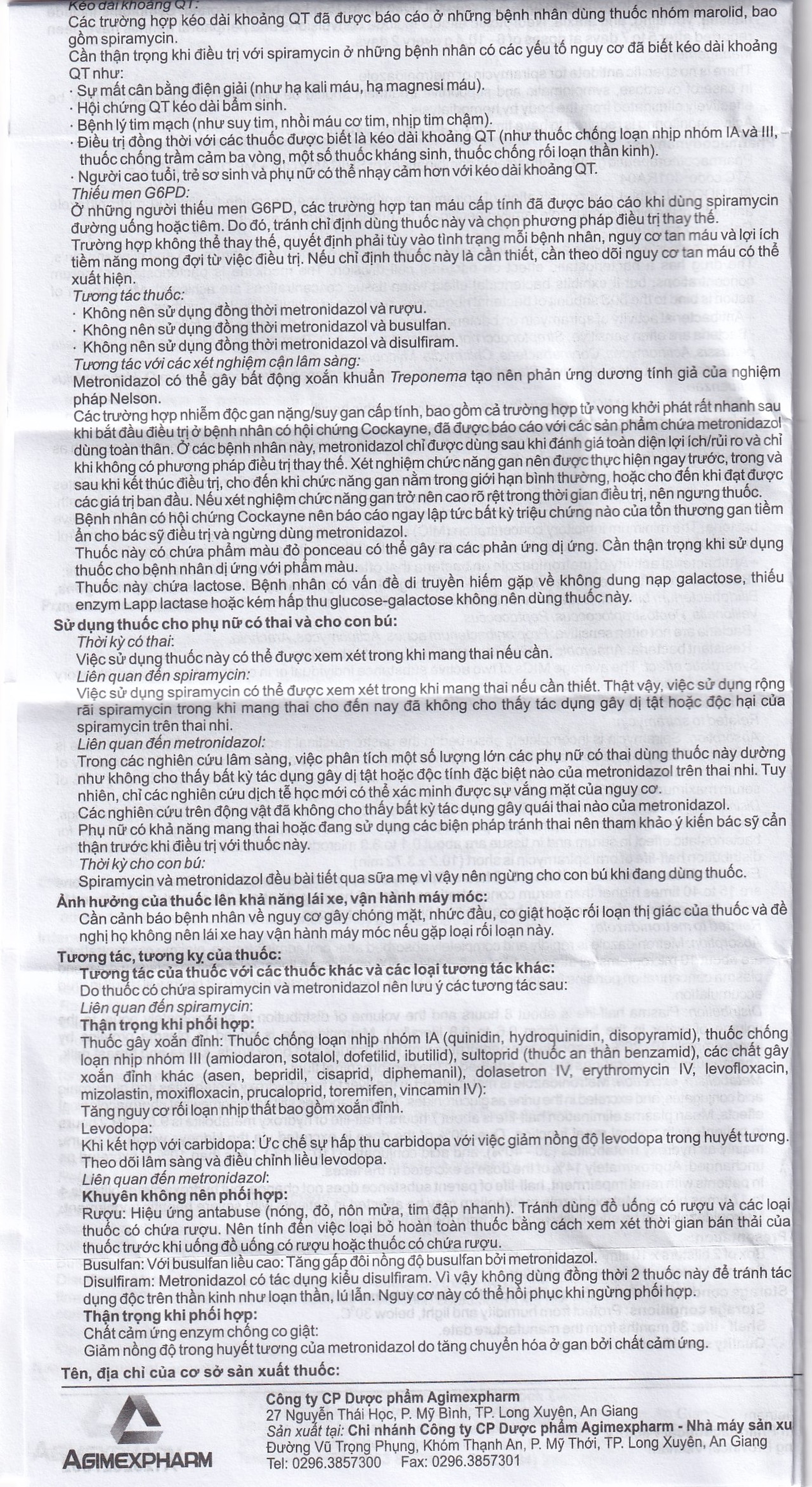 Thuốc Agimdogyl 125mg/750000IU Agimexpharm điều trị nhiễm trùng răng miệng cấp tính, mạn tính (2 vỉ x 10 viên)