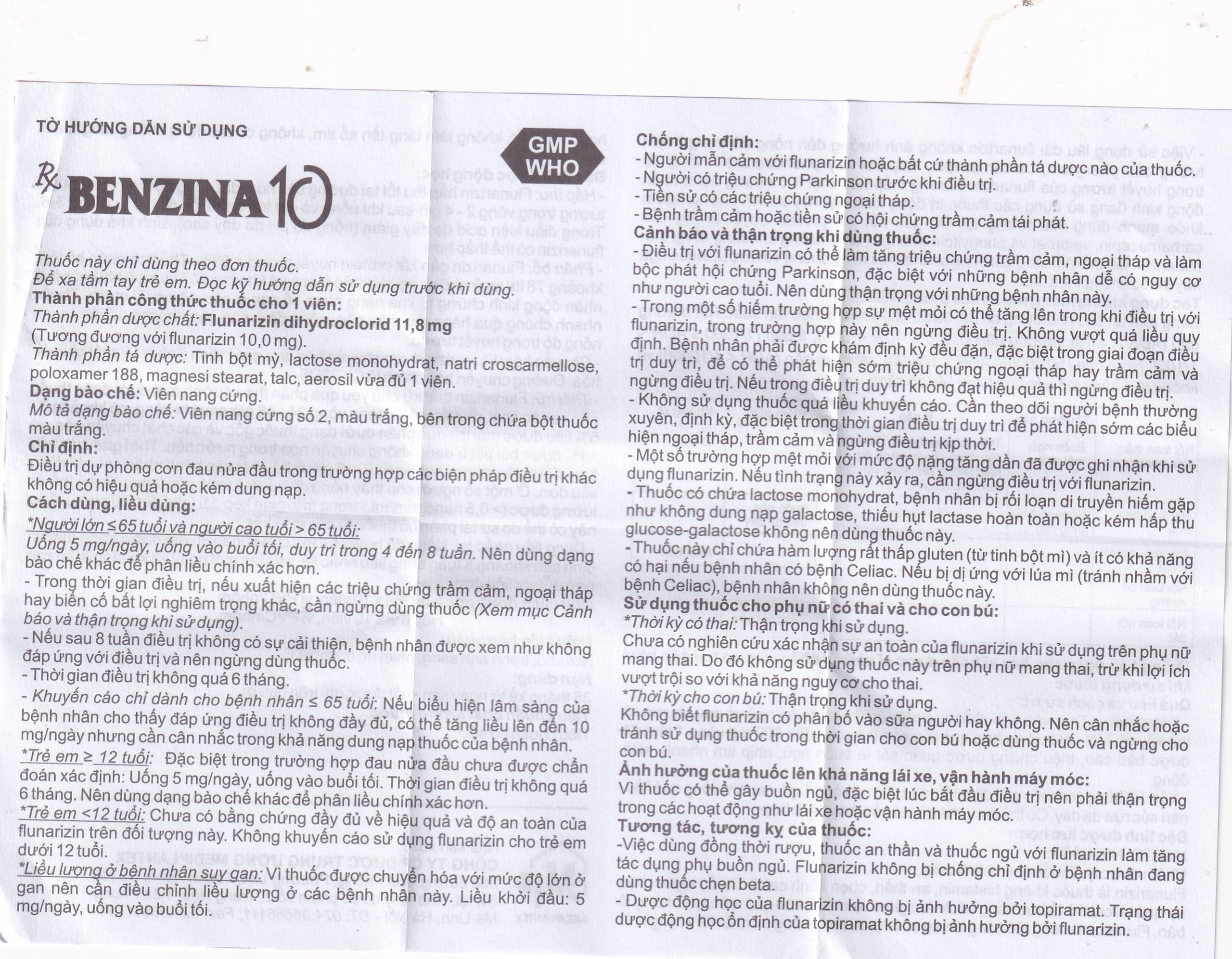 Thuốc Bezina 10 Mediplantex điều trị dự phòng cơn đau nửa đầu (6 vỉ x 10 viên)