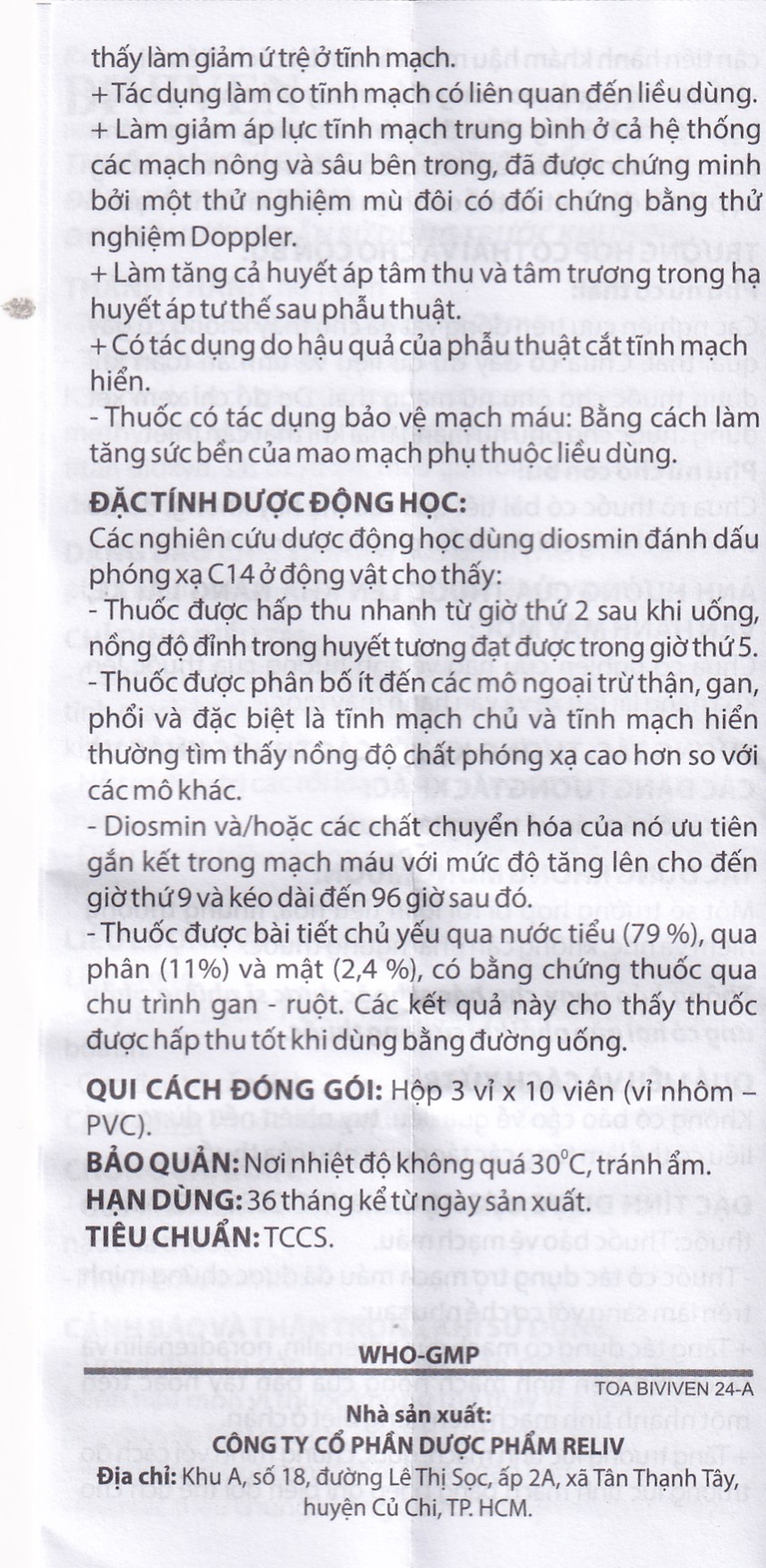 Thuốc BiviVen 600mg Reliv hỗ trợ cải thiện triệu chứng suy tuần hoàn tĩnh mạch bạch huyết (3 vỉ x 10 viên)