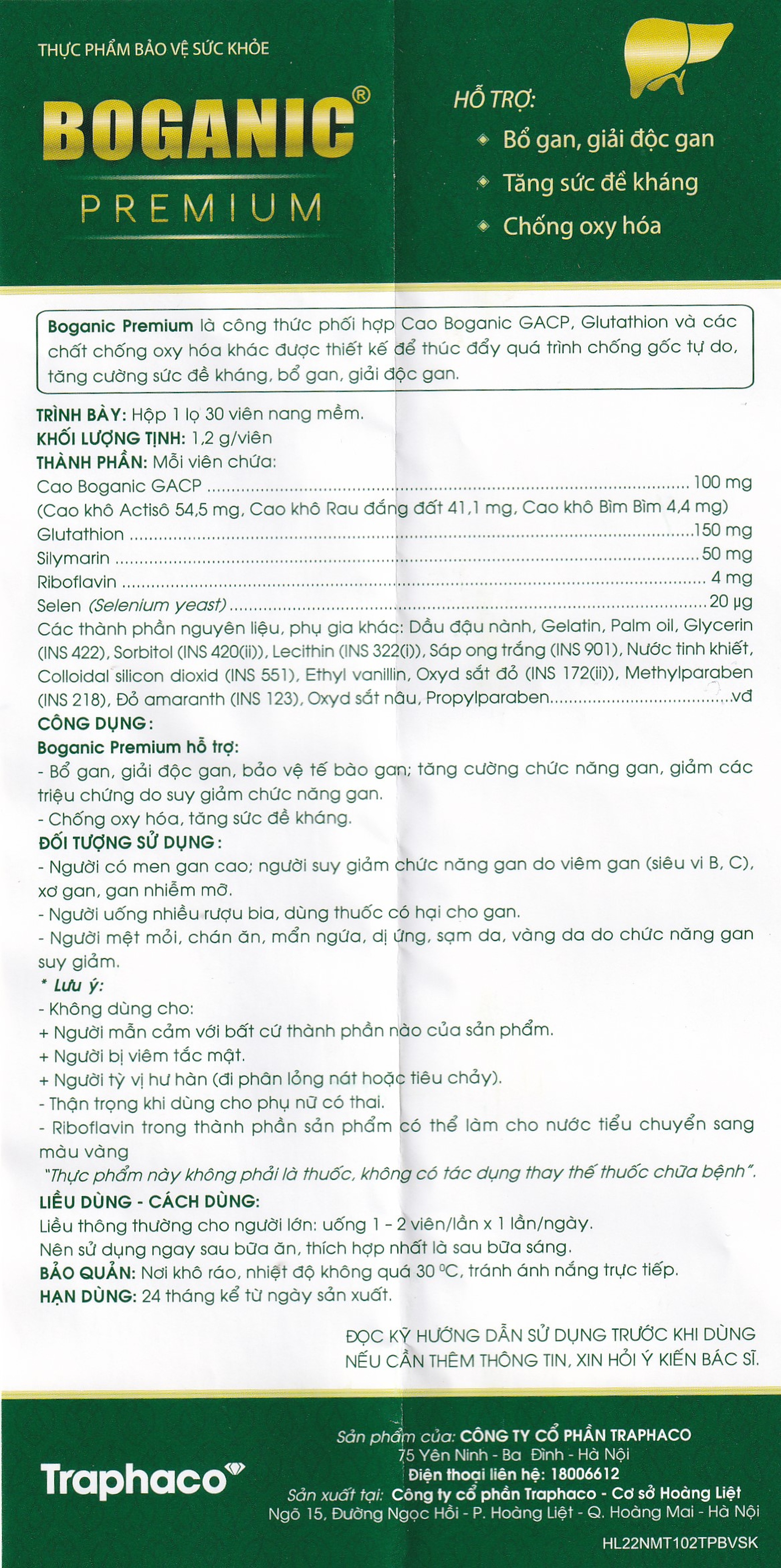 Viên bổ gan Boganic Premium Traphaco (30 viên)