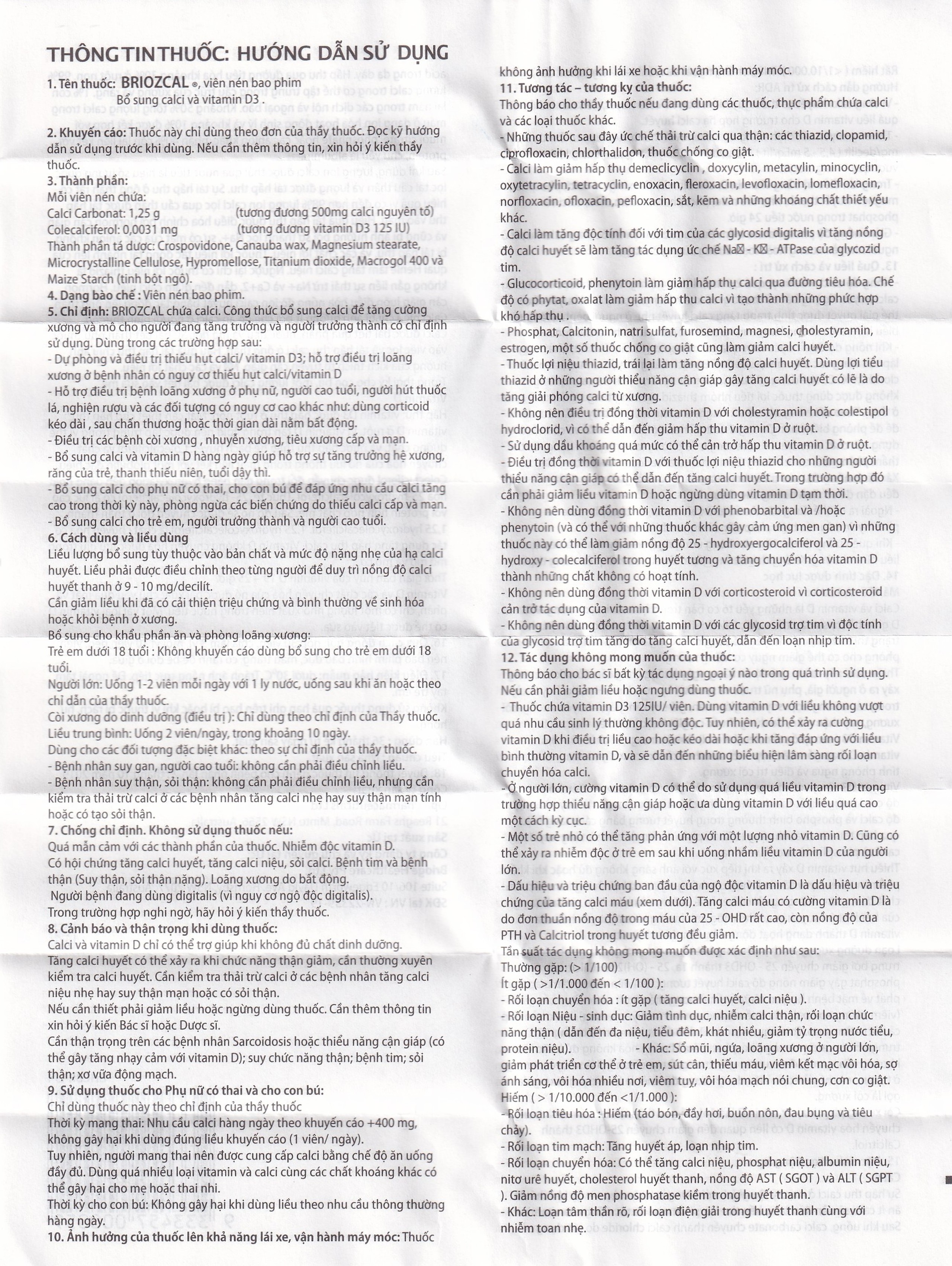 Thuốc Briozcal Bridge Healthcare dự phòng và điều trị thiếu hụt calci, vitamin D3 (3 vỉ x 10 viên)