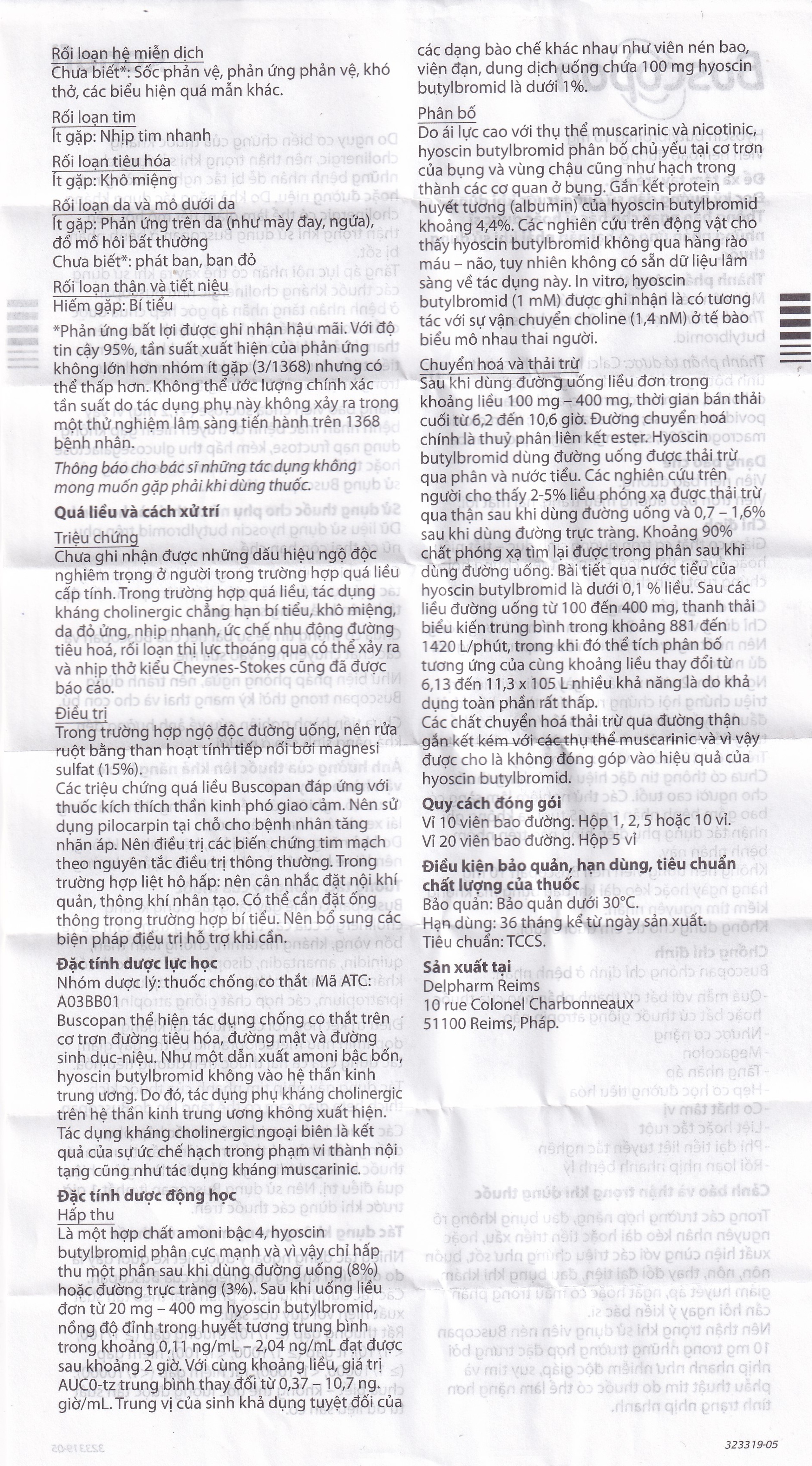 Thuốc Buscopan 10mg Sanofi giảm co thắt cơ trơn đường sinh dục – tiết niệu (5 vỉ x 20 viên)