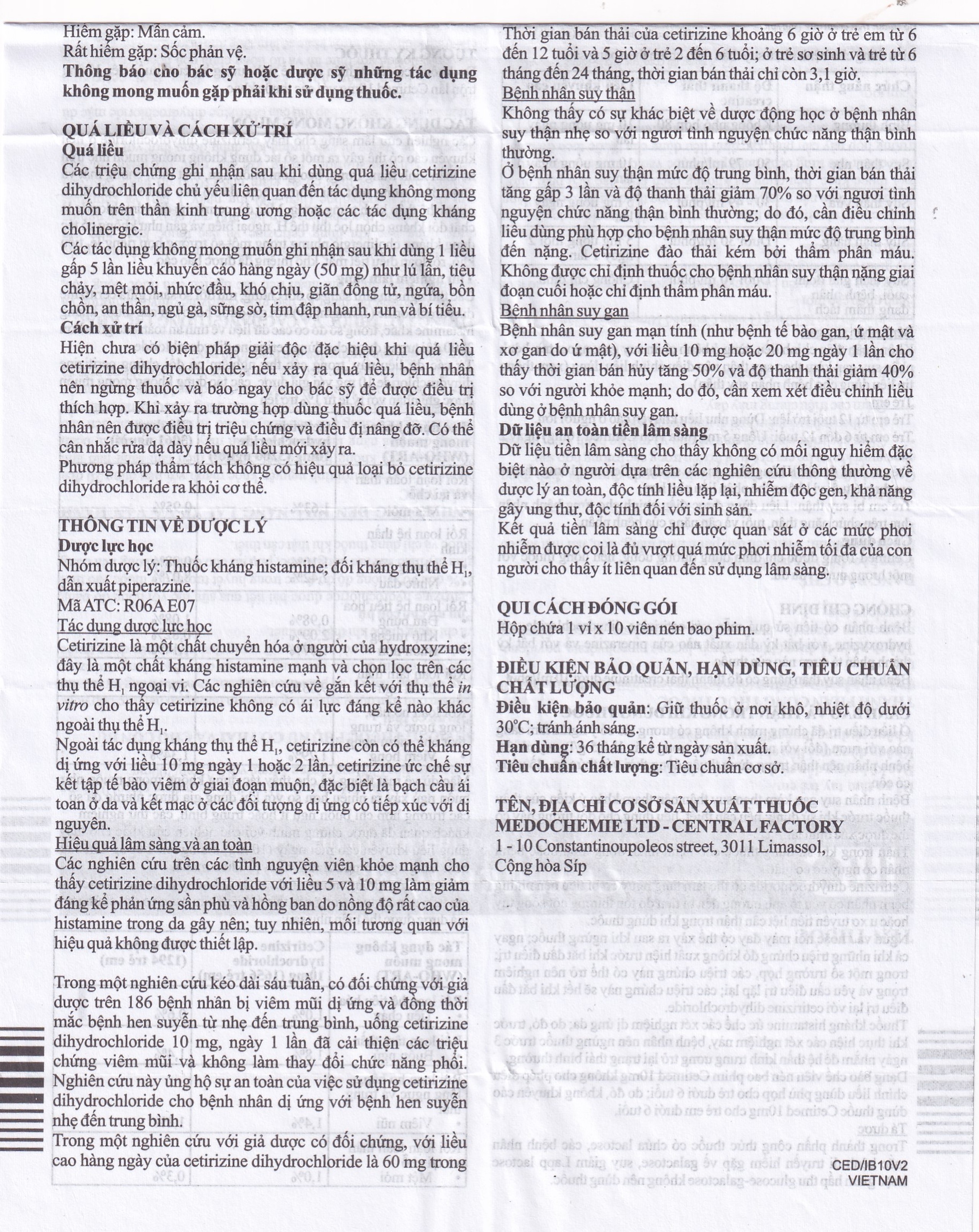 Thuốc Cetimed 10mg Medochemie điều trị triệu chứng viêm mũi dị ứng (1 vỉ x 10 viên)