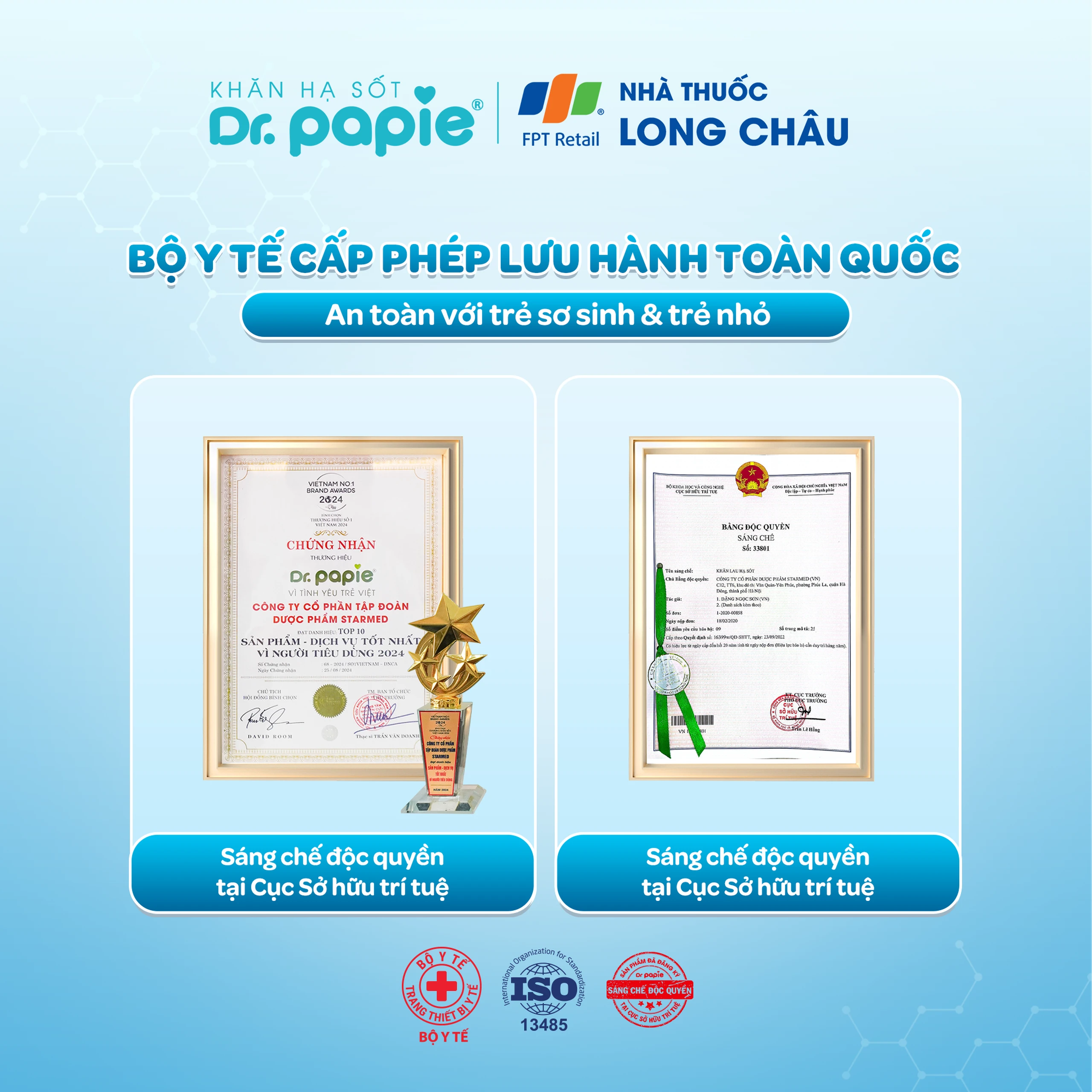 Khăn hạ sốt Dr.Papie 3M0+ Starmed (5 gói x 5 miếng) hạ nhiệt giảm sốt dùng cho trẻ từ 3 tháng tuổi