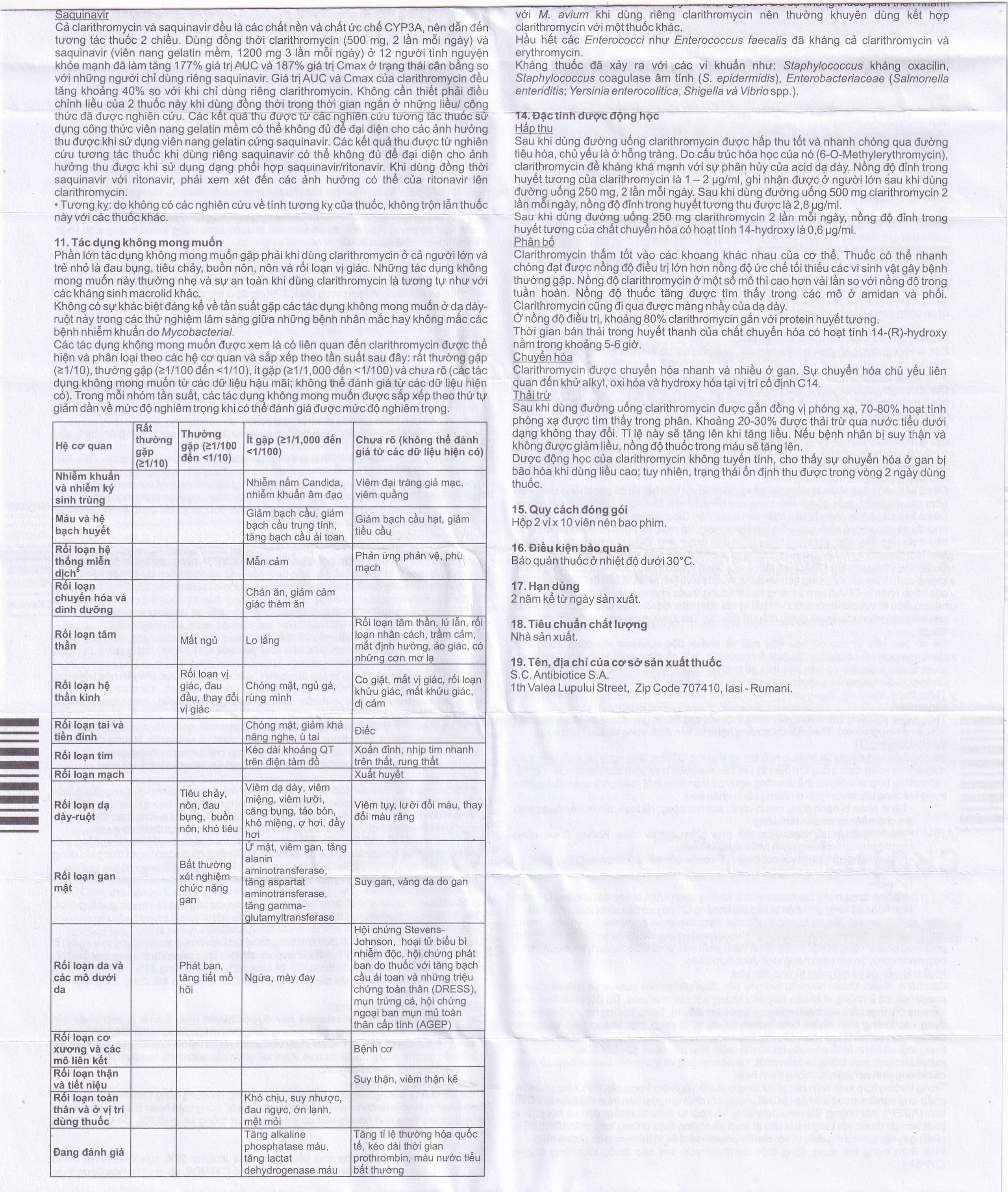 Thuốc Crutit 500mg S.C Antibiotice điều trị các bệnh nhiễm khuẩn do các vi khuẩn nhạy cảm (2 vỉ x 10 viên)