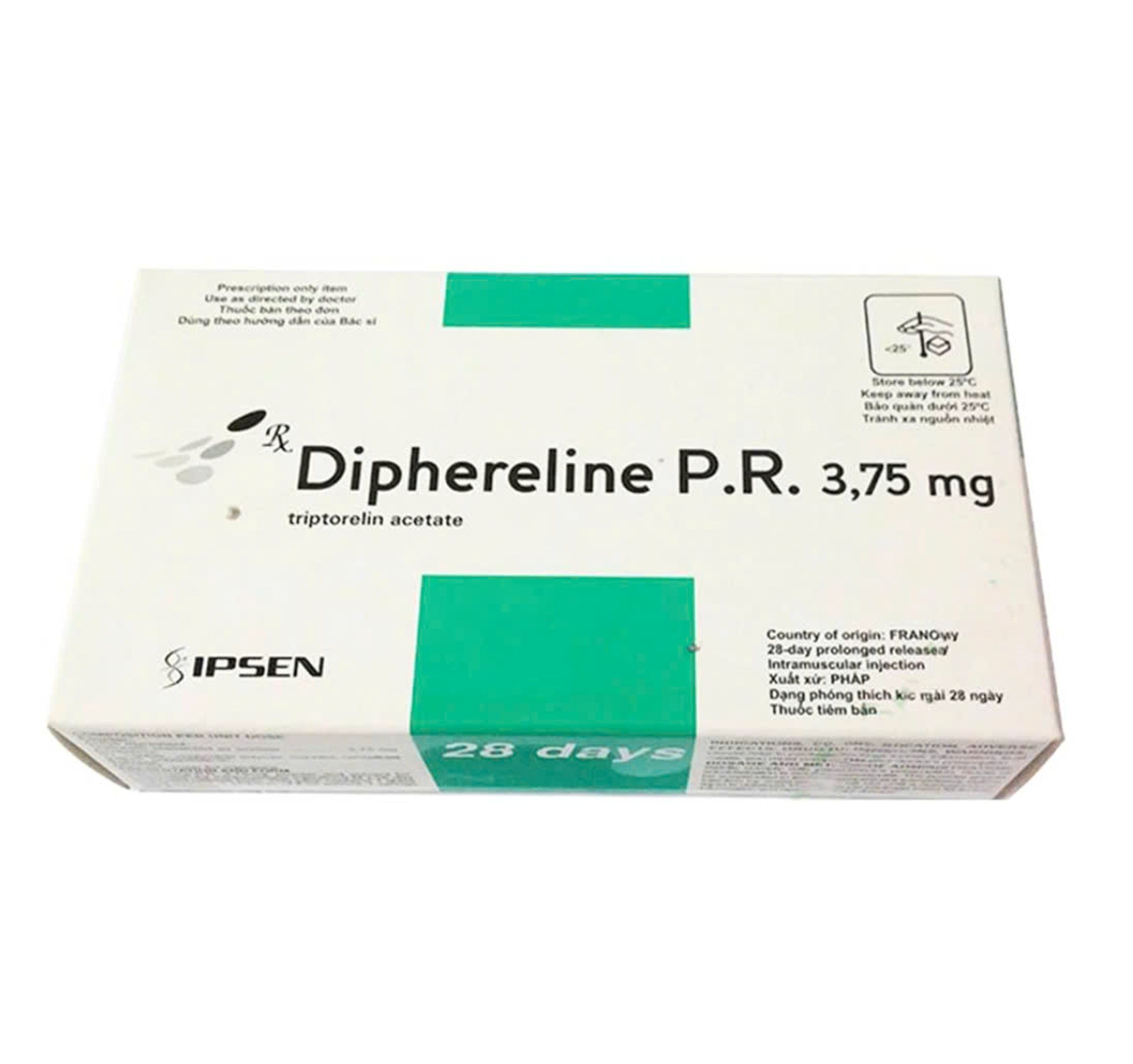 Thuốc Diphereline P.R. 3,75mg Ipsen điều trị ung thư tuyến tiền liệt, dậy thì sớm, lạc nội mạc tử cung