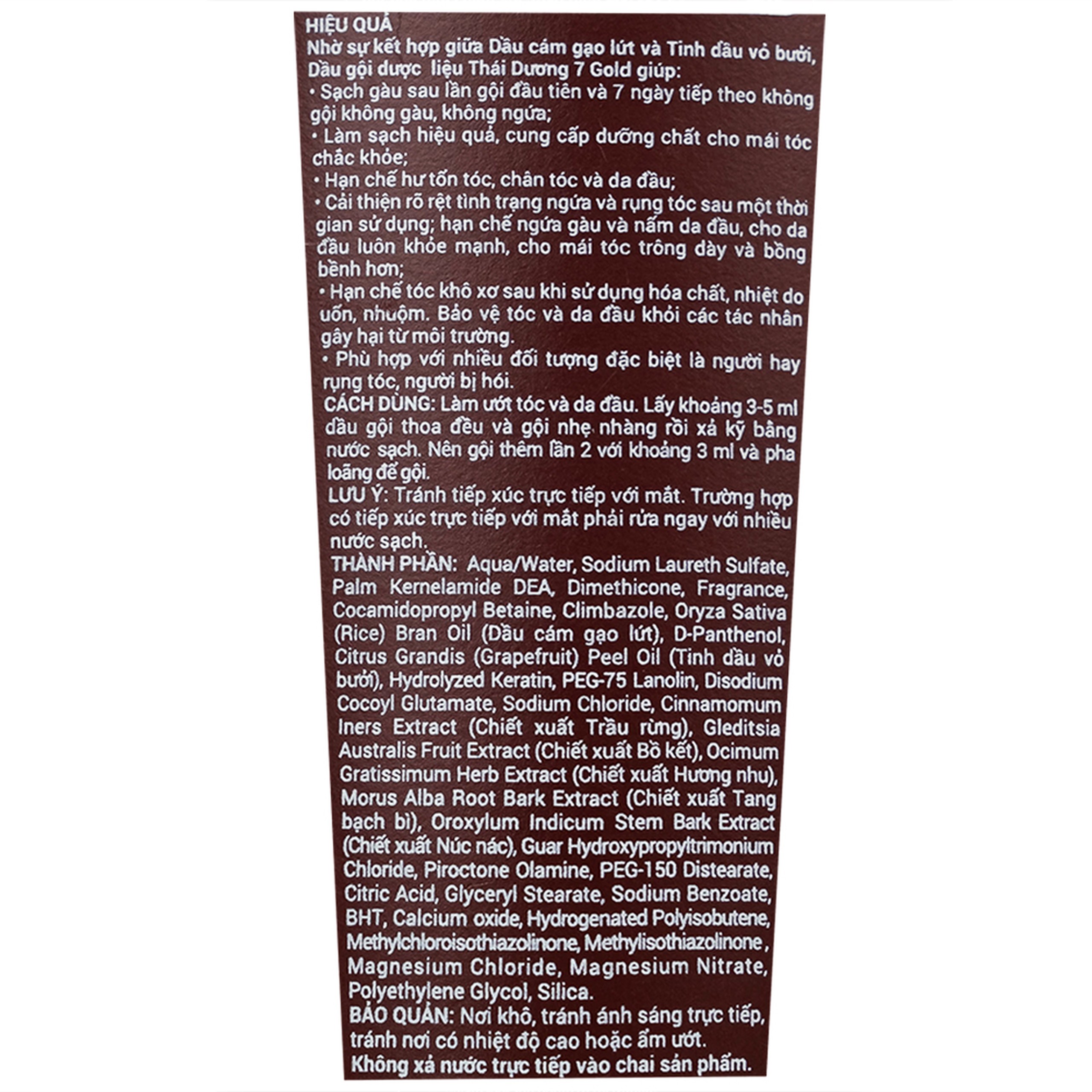Dầu gội dược liệu Thái Dương 7 Gold hỗ trợ giảm gàu, ngứa và tóc gãy rụng (200ml)
