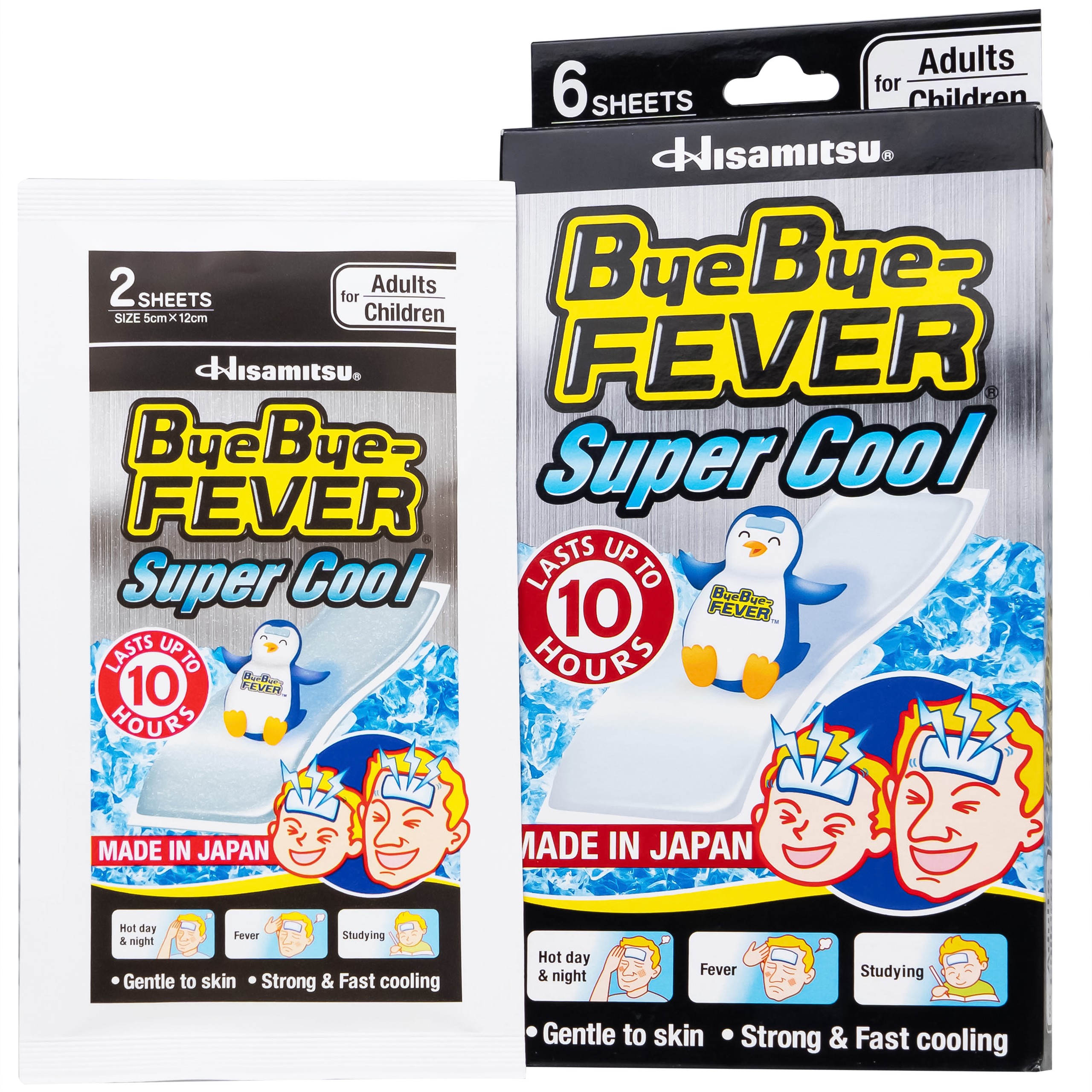 Miếng dán hạ sốt Bye Bye Fever Super Cool dùng cho trẻ từ 10 tuổi và người lớn (3 gói x 2 miếng)