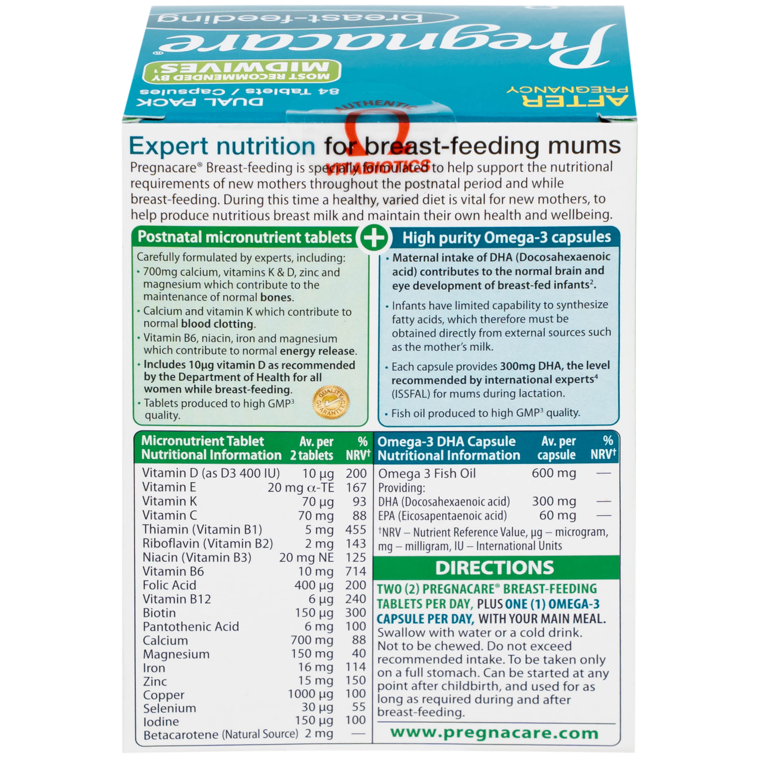 Viên bổ sung vitamin và khoáng chất cho phụ nữ cho con bú Vitabiotics Pregnacare Breast Feeding (6 vỉ x 14 viên)