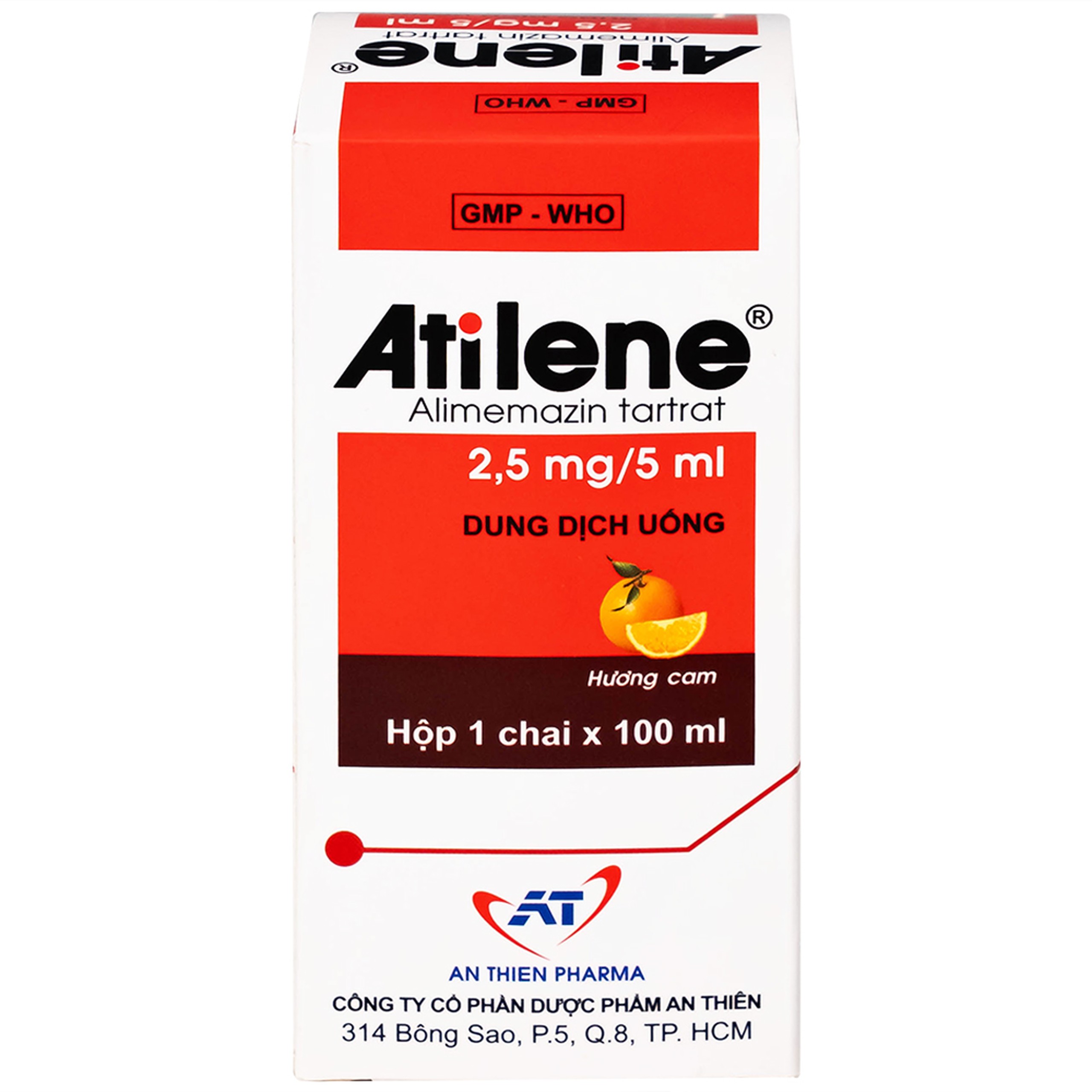 Thuốc Atilene 2,5mg/5ml An Thiên điều trị các bệnh hô hấp, viêm mũi, hắt hơi, sổ mũi (100ml)