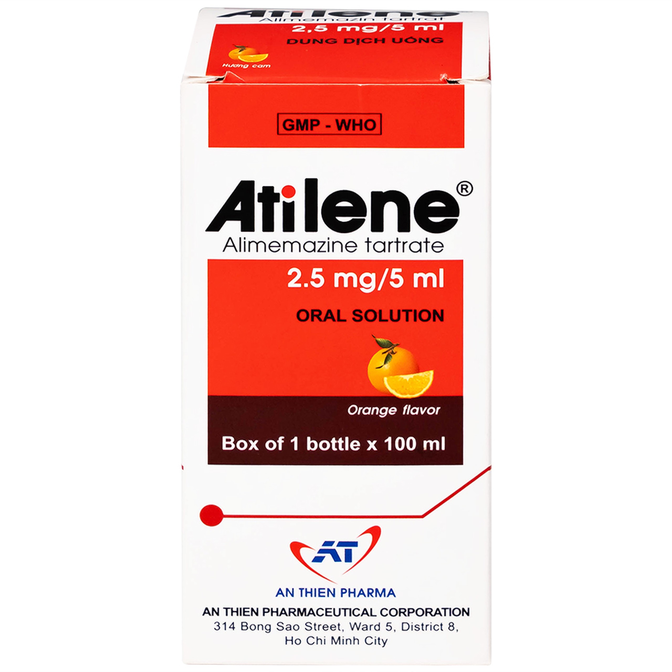 Thuốc Atilene 2,5mg/5ml An Thiên điều trị các bệnh hô hấp, viêm mũi, hắt hơi, sổ mũi (100ml)