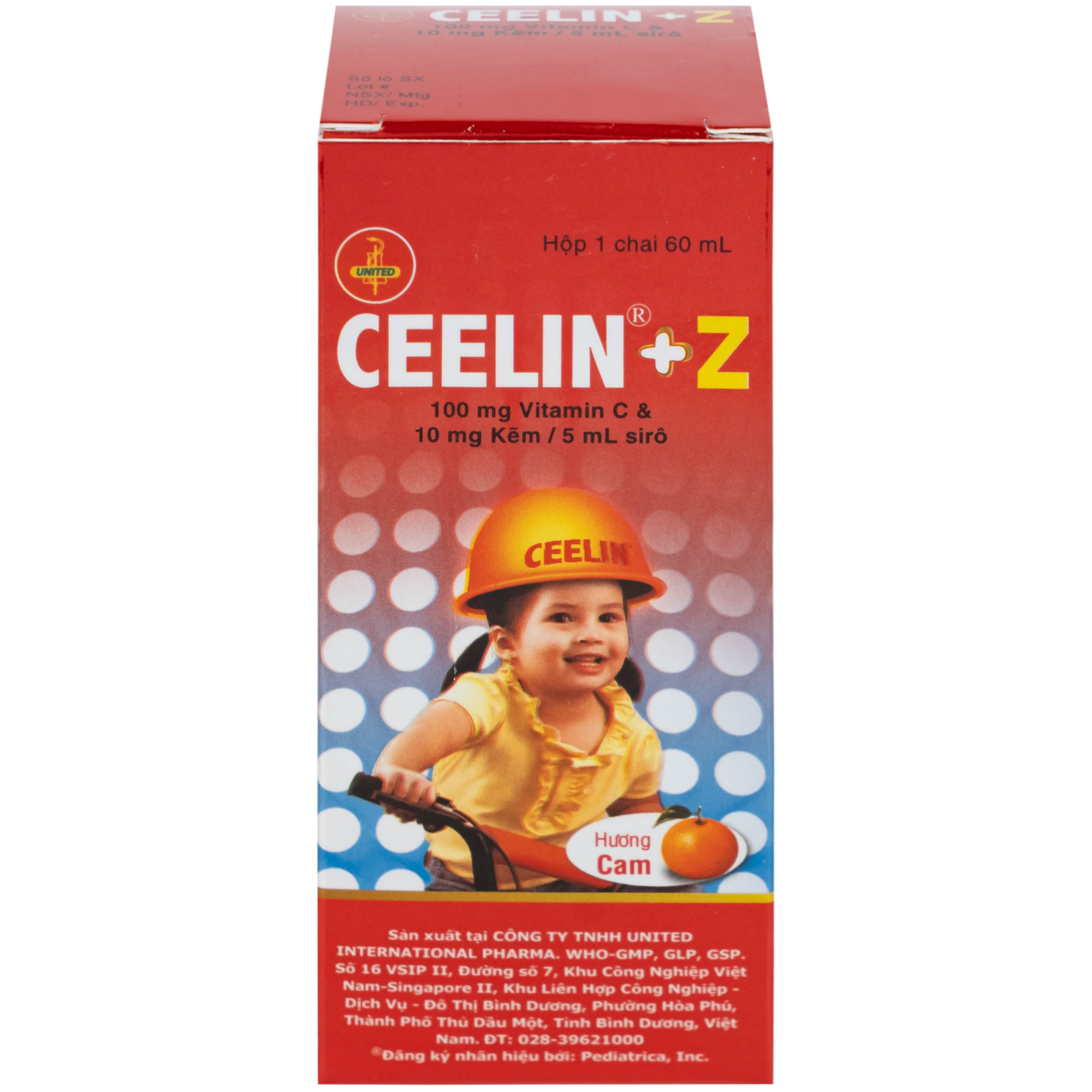 Siro Ceelin + Z United phòng ngừa và điều trị thiếu vitamin C hoặc thiếu kẽm (60ml)