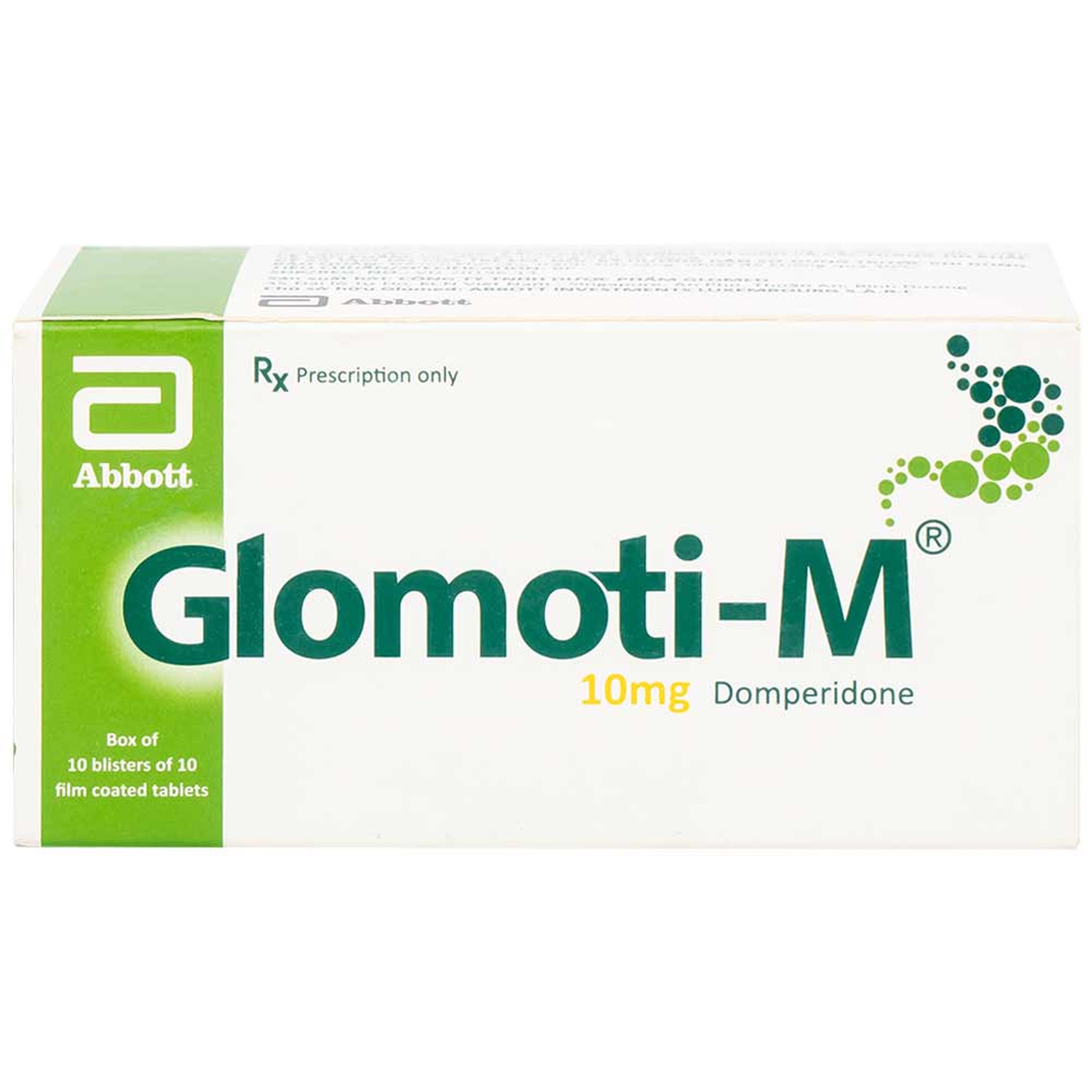 Thuốc Glomoti-M Glomed điều trị triệu chứng buồn nôn, nôn, chướng bụng (10 vỉ x 10 viên)