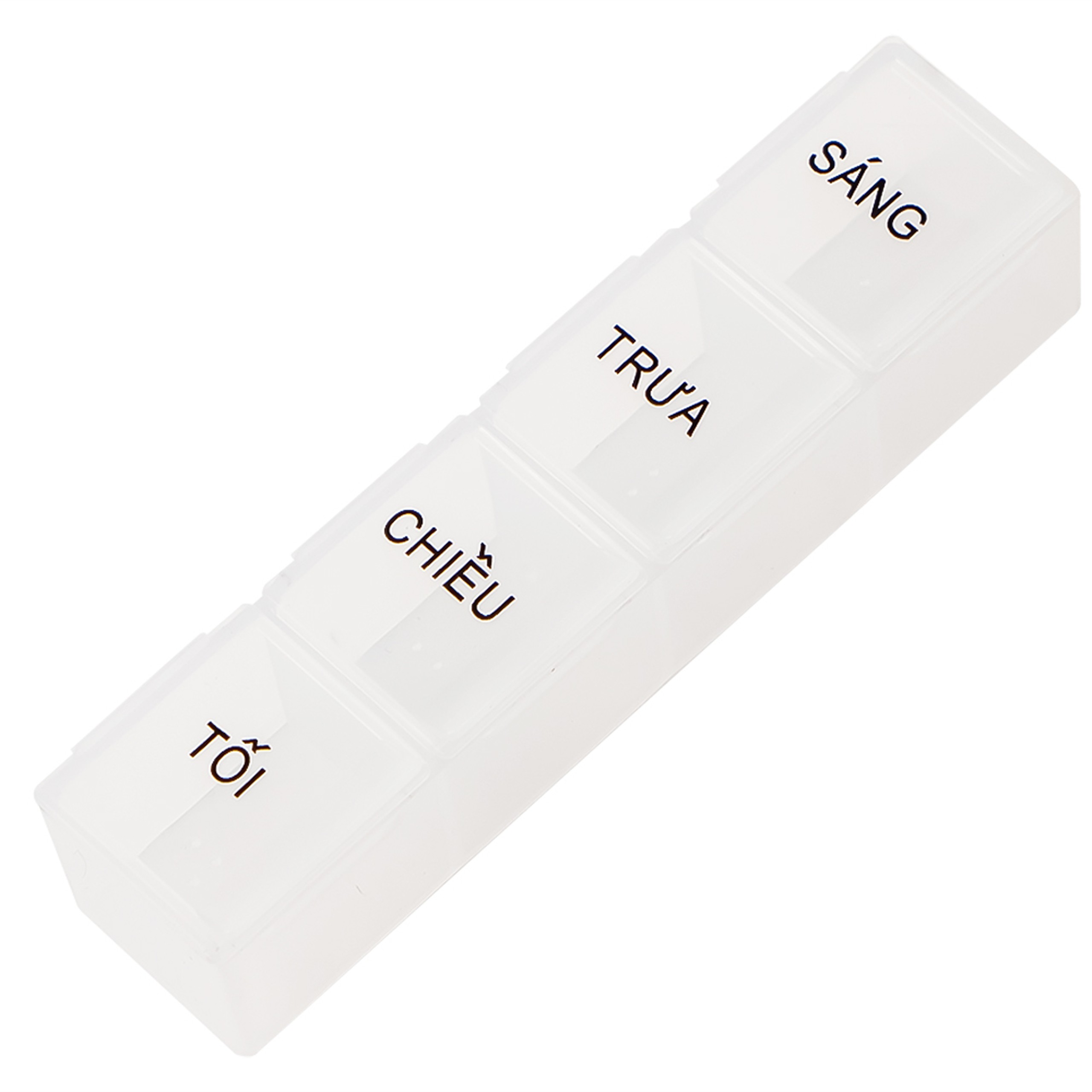 Hộp phân liều ngày 4 ngăn dài, nhỏ gọn, tiện dụng