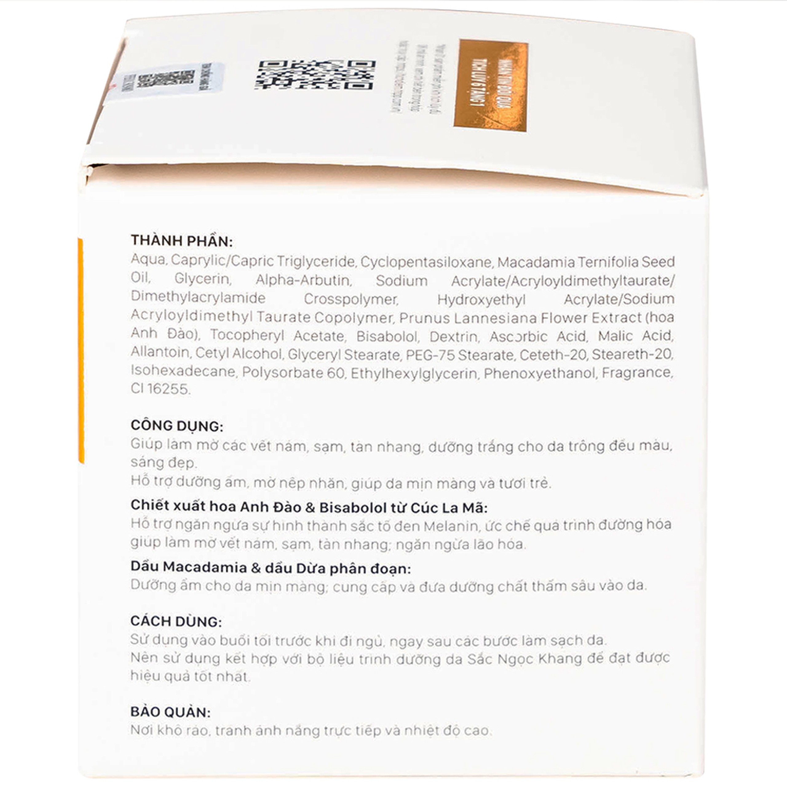 Kem bôi dưỡng da ban đêm Sắc Ngọc Khang 30g