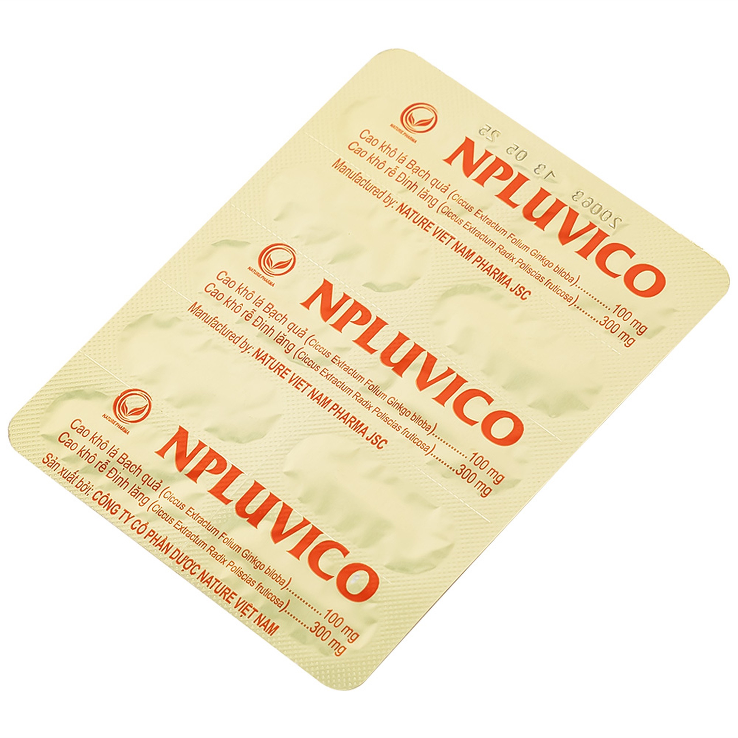 Thuốc Npluvico Nature điều trị suy tuần hoàn não (6 vỉ x 10 viên)