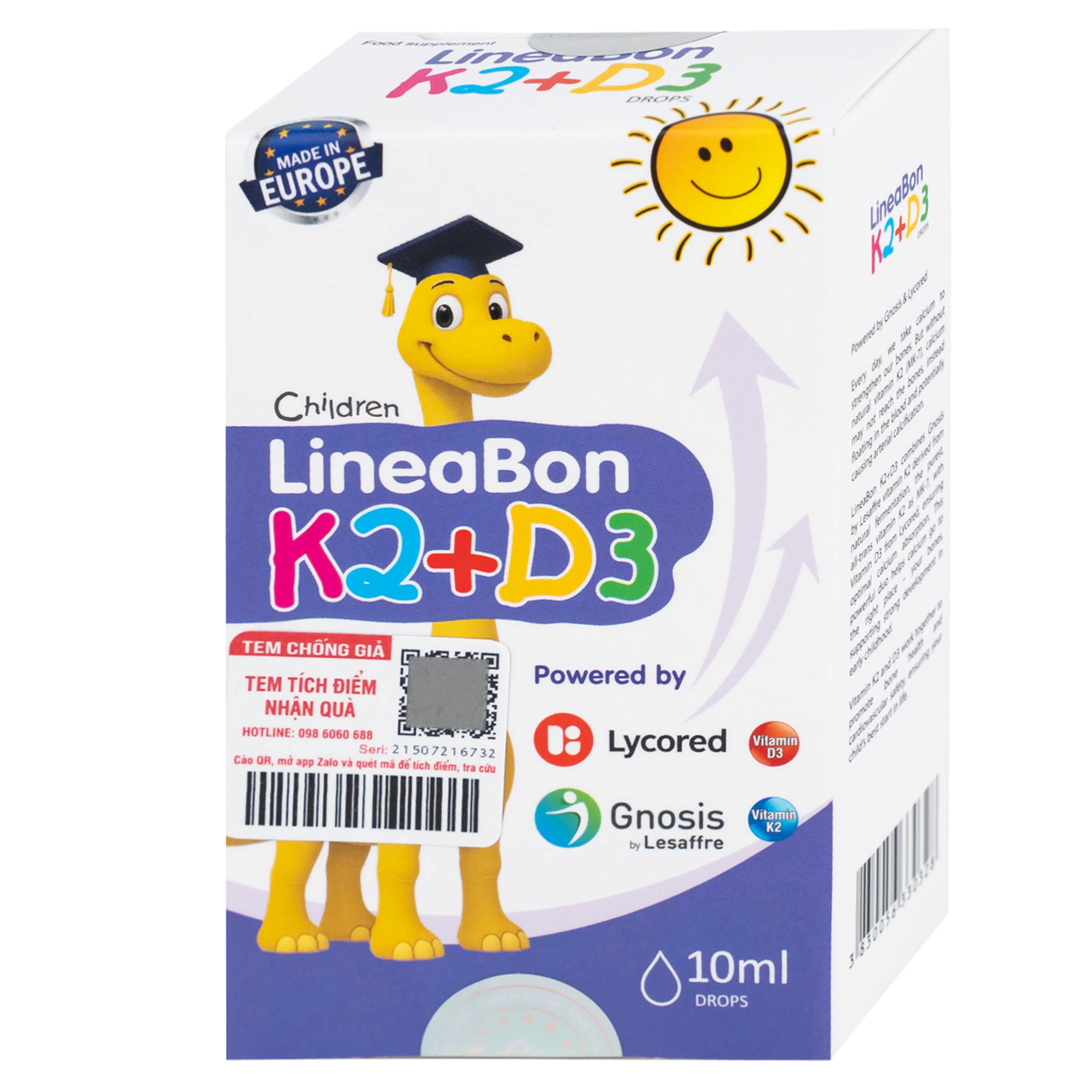 Dung dịch LineaBon K2+D3 ErgoPharm hỗ trợ bổ sung Vitamin (10ml)