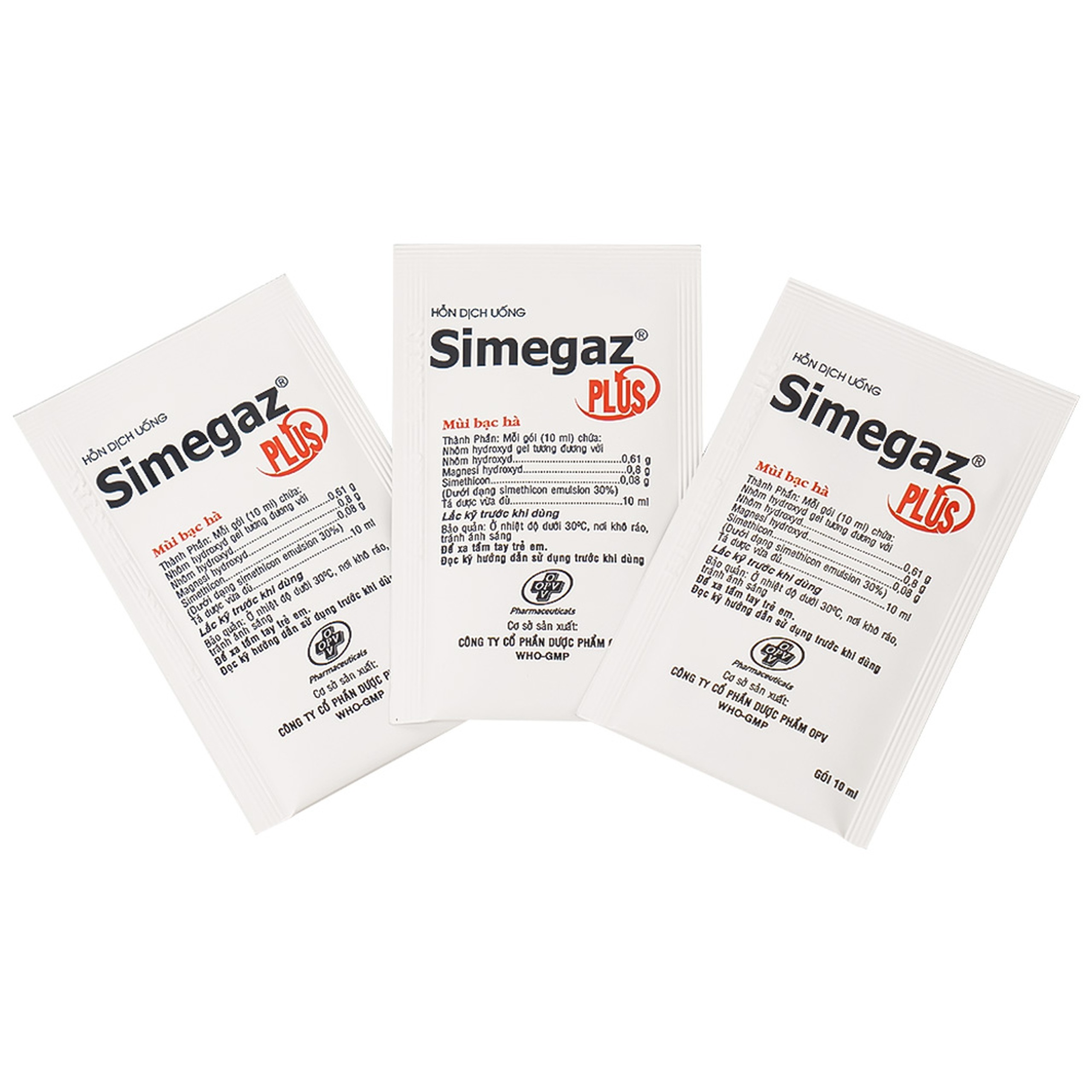 Hỗn dịch uống Simegaz Plus OPV vị bạc hà, điều trị viêm loét dạ dày , tăng acid dạ dày (20 gói x 10ml)