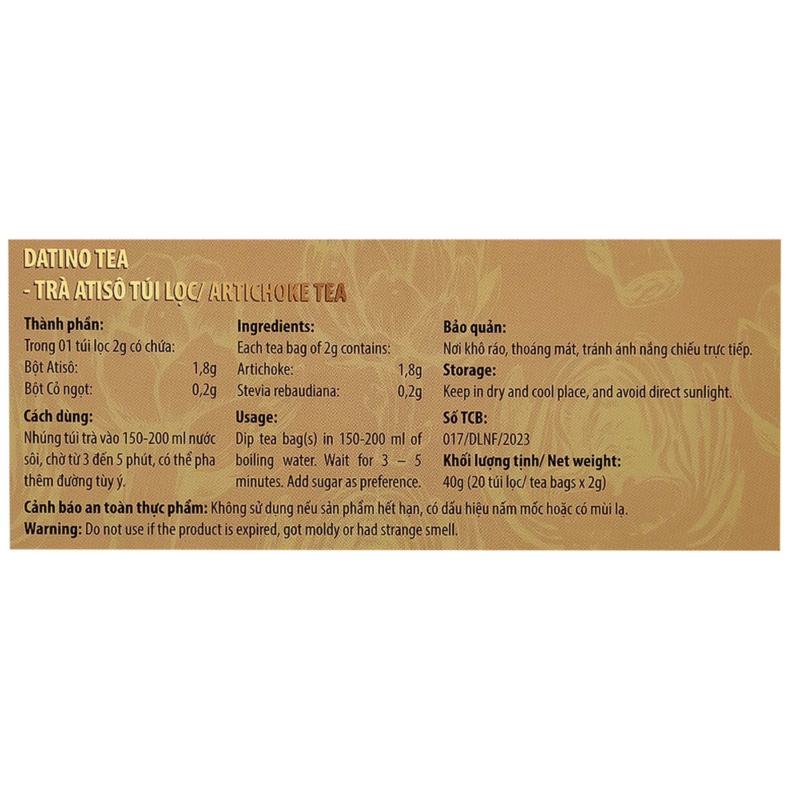 Trà Thảo Mộc Atiso Datino Premium Tea (20 túi lọc x 2g)