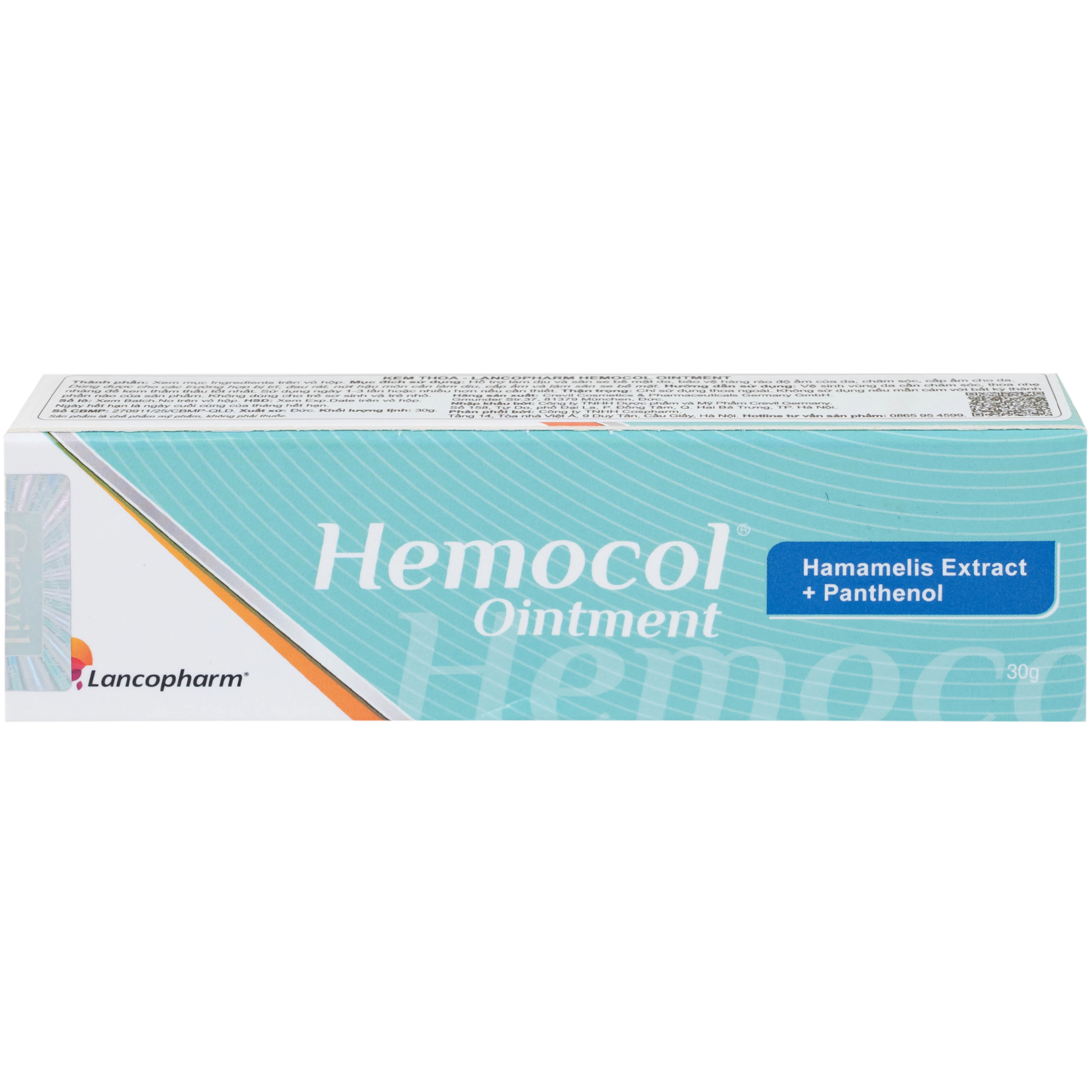 Kem bôi trĩ Hemocol Ointment Lancopharm kháng khuẩn, làm dịu (30g)