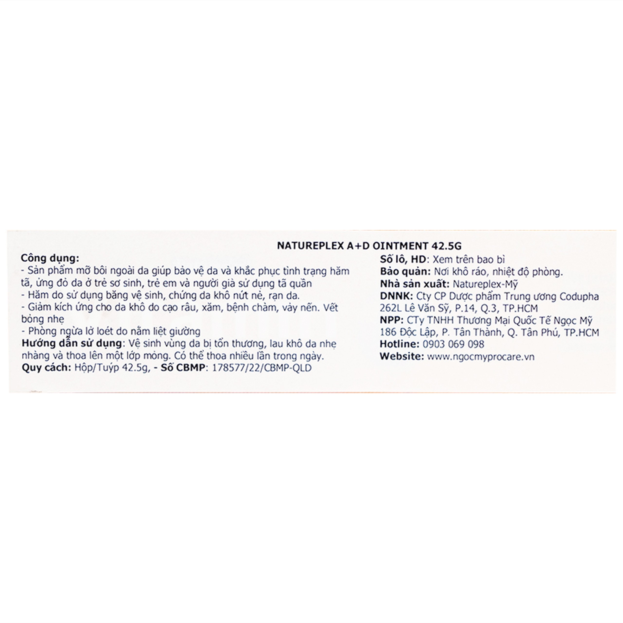 Kem bôi hăm tả Natureplex A+D Ointment 42.5g