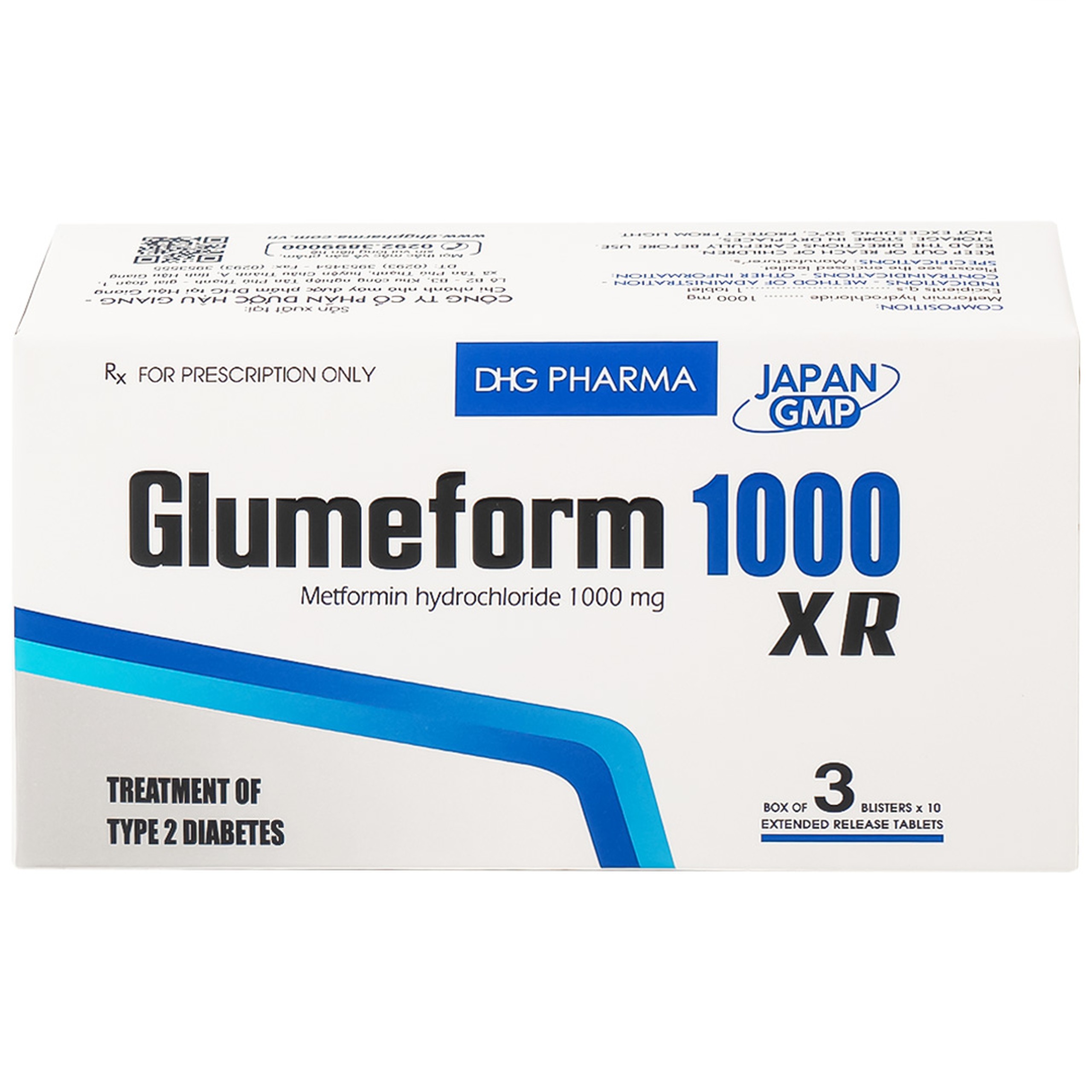 Thuốc Glumeform 1000 XR DHG điều trị đái tháo đường típ 2 (3 vỉ x 10 viên)