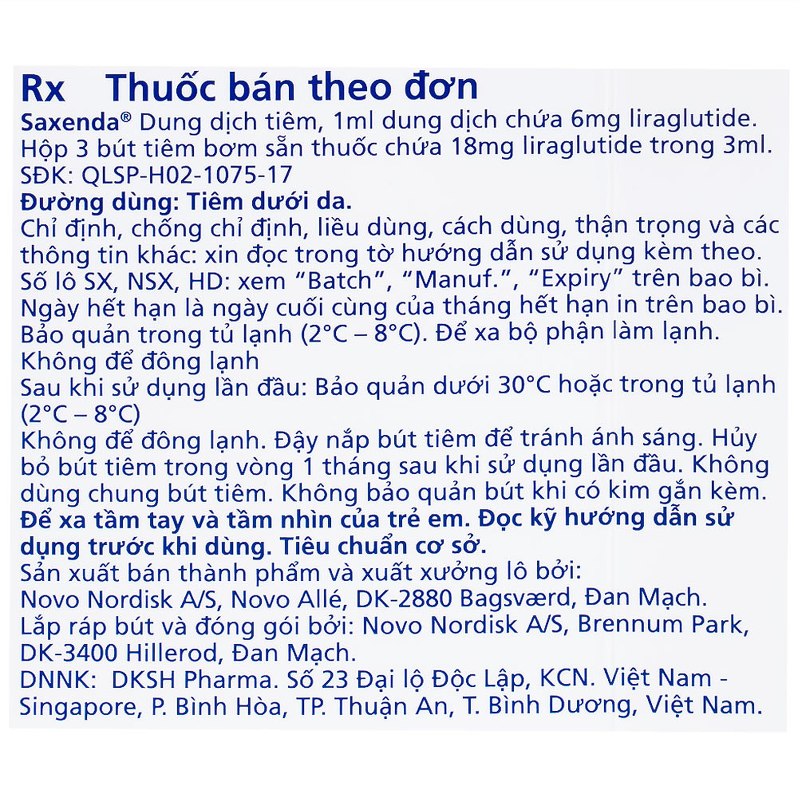 Dung dịch tiêm Saxenda 6mg/ml Novo Nordisk hỗ trợ cho chế độ ăn giảm calo (3 cây)