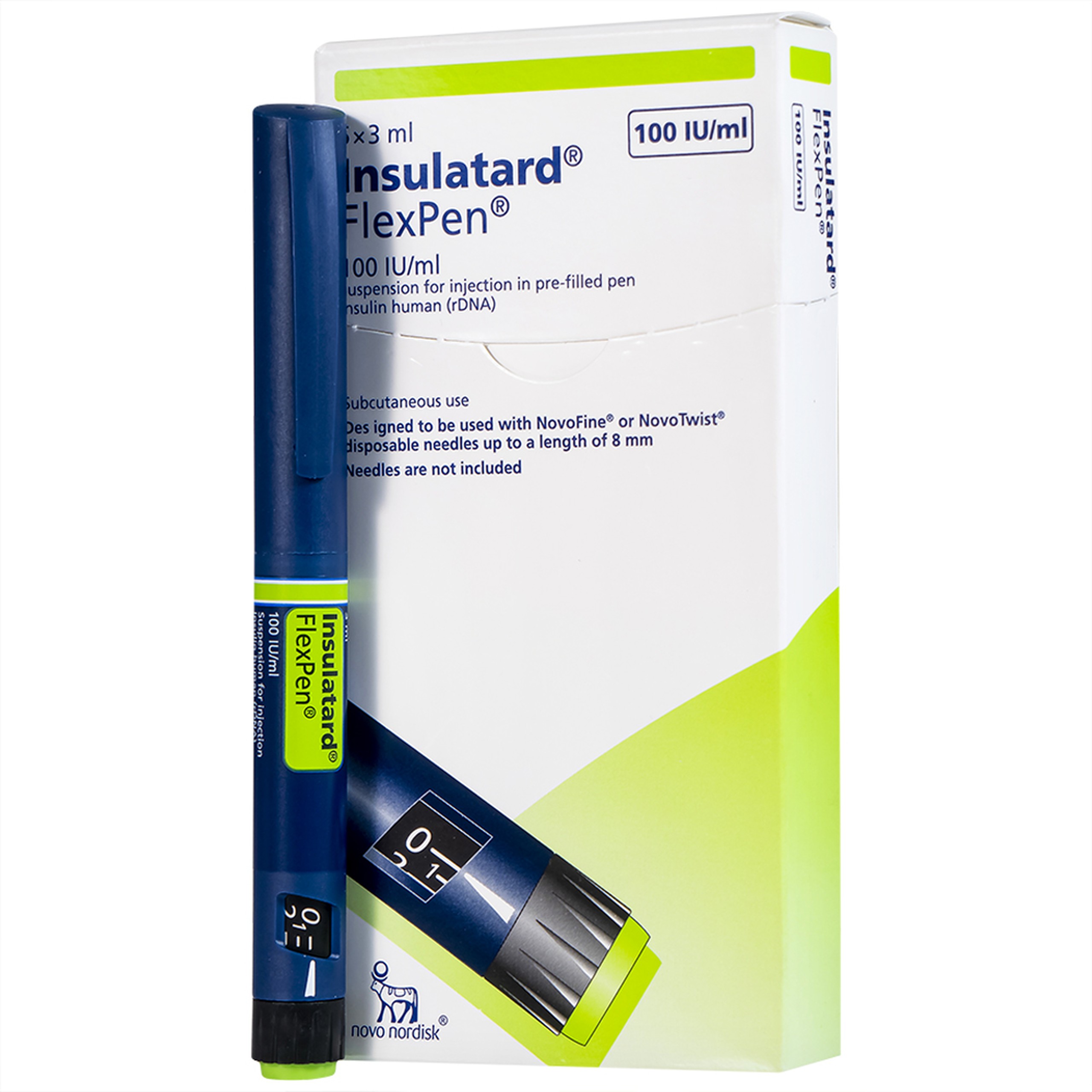 Bút tiêm Insulatard FlexPen 100IU/ml Novo Nordisk điều trị bệnh đái tháo đường (5 cây)