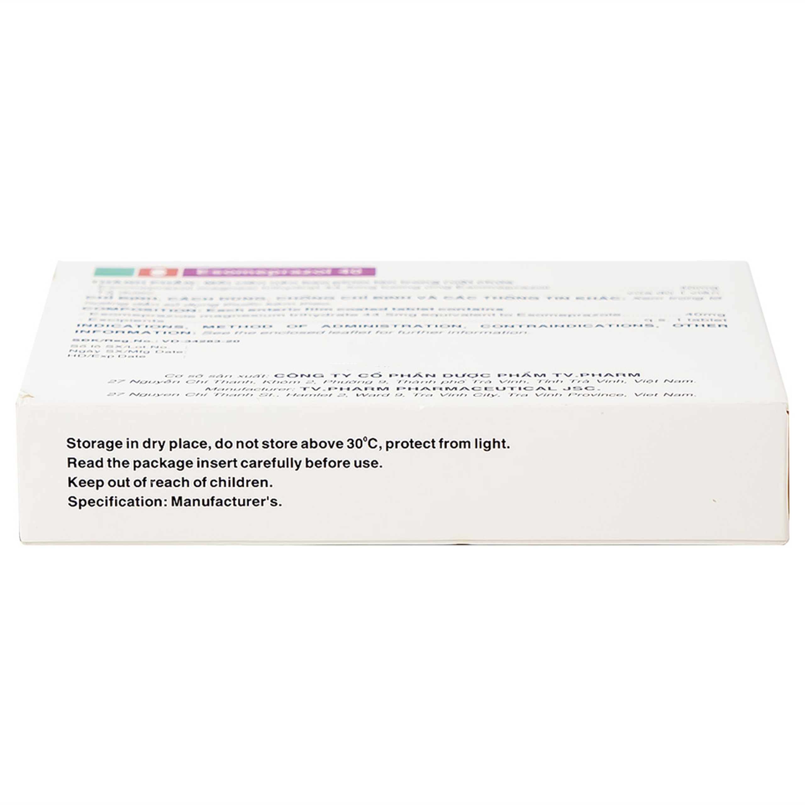 Thuốc Esomeprazol 40 Tv.Pharm điều trị loét dạ dày, trào ngược dạ dày, thực quản (3 vỉ x 10 viên)