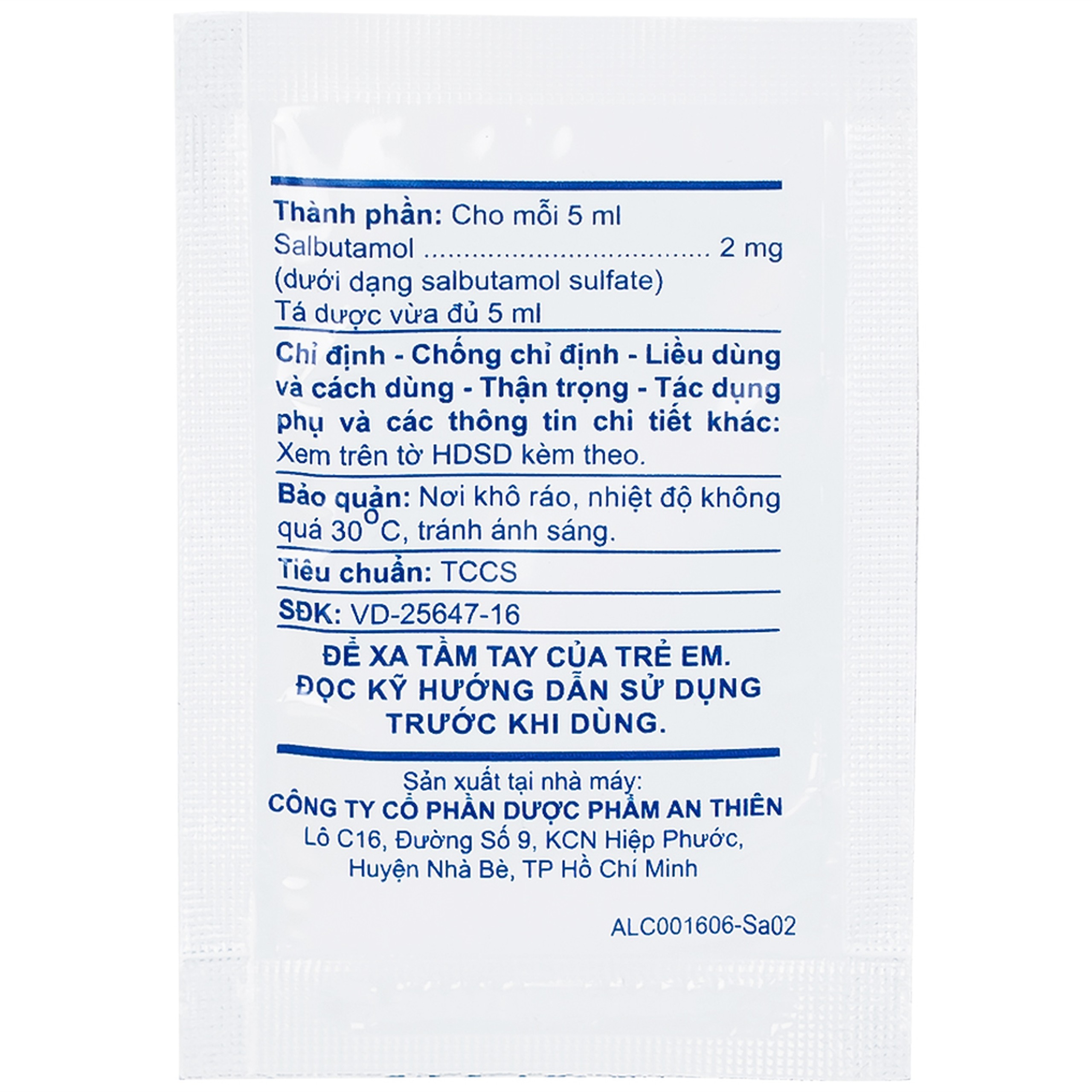 Dung dịch uống Atisalbu 5ml An Thiên điều trị co thắt phế quản do hen, viêm phế quản mãn tính (30 gói)
