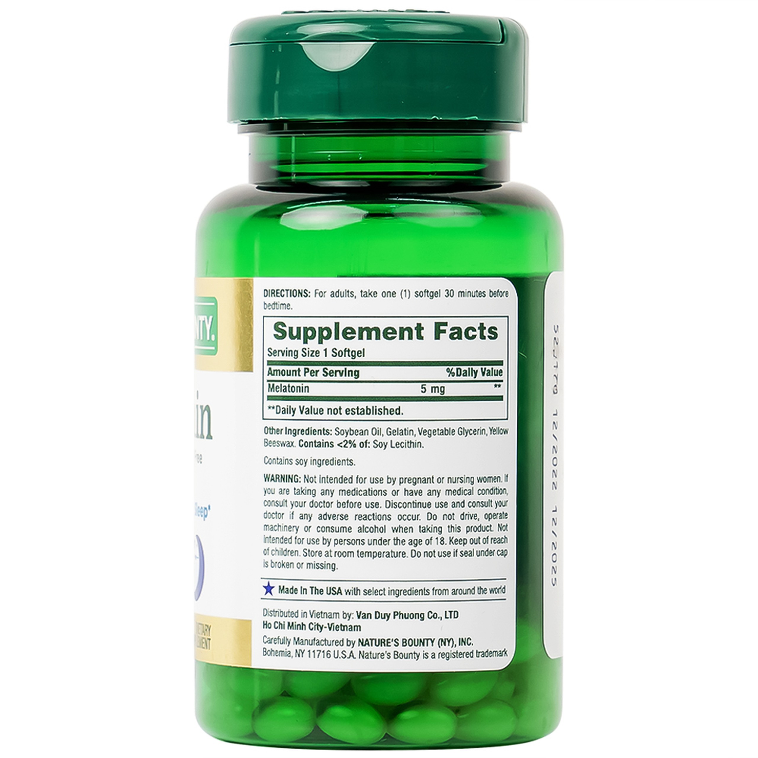 Viên uống Melatonin Nature's Bounty giúp điều hòa giấc ngủ, giúp ngủ sâu giấc (60 viên)