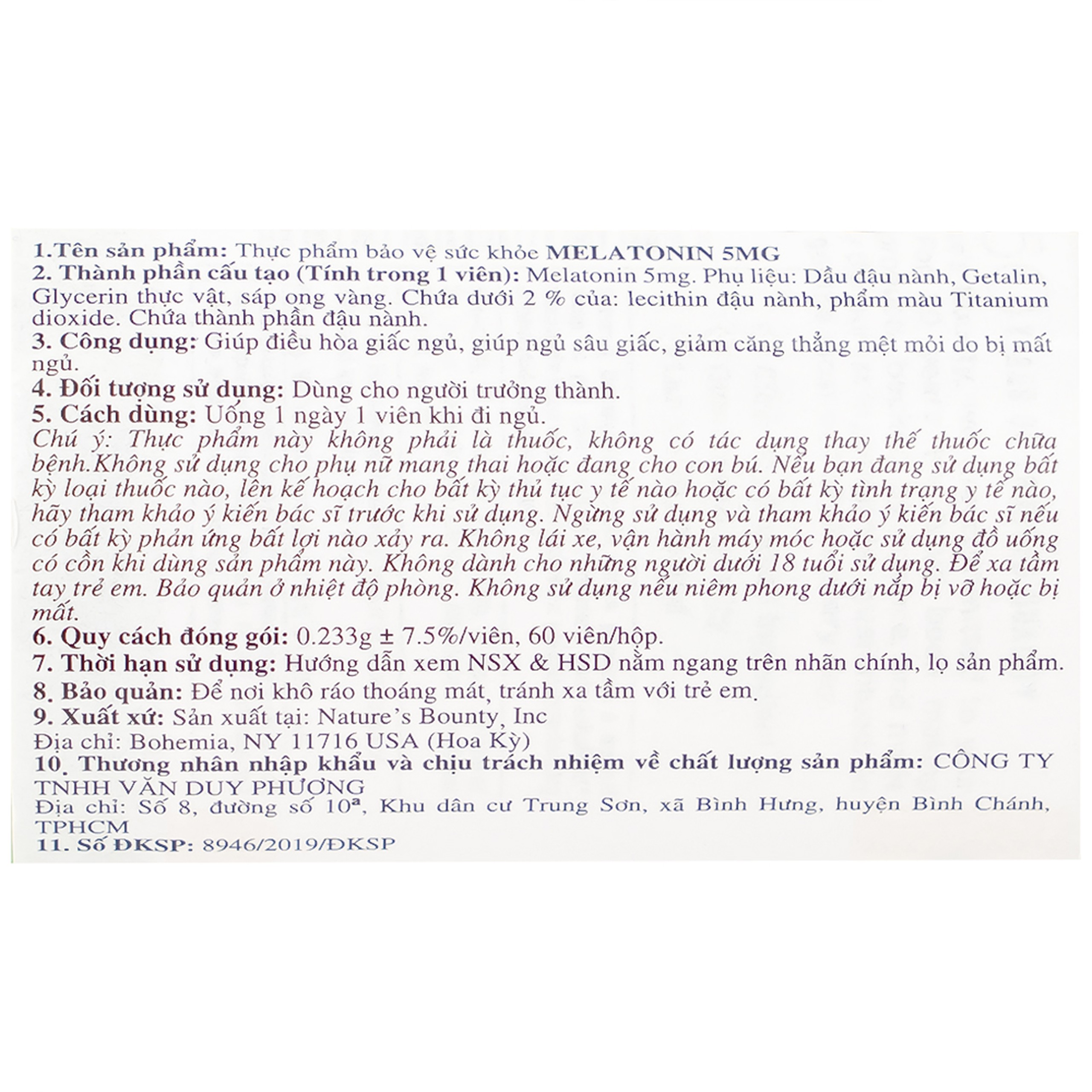 Viên uống Melatonin Nature's Bounty giúp điều hòa giấc ngủ, giúp ngủ sâu giấc (60 viên)