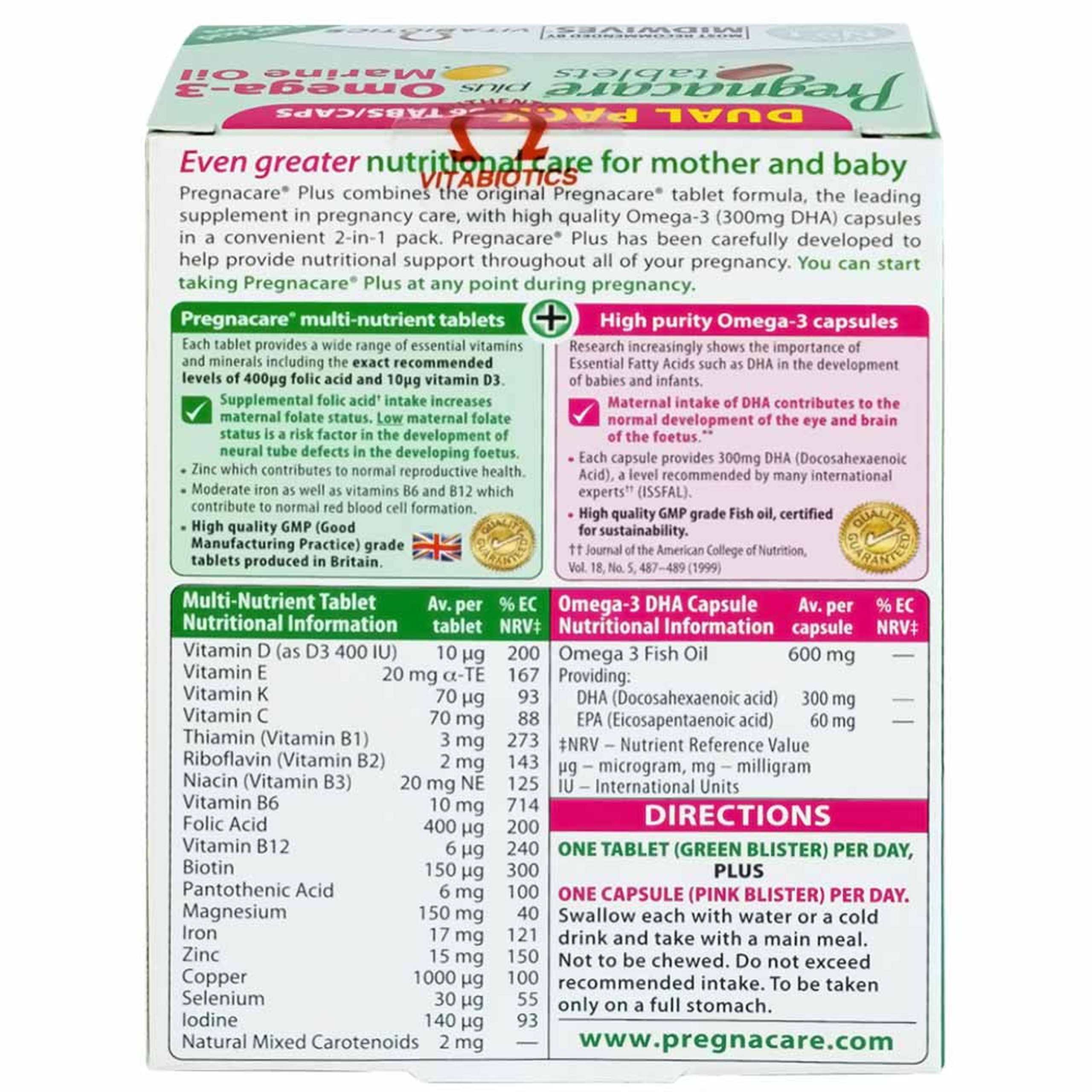 Viên uống Pregnacare Plus Omega-3 Vitabiotics bổ sung Vitamin, Omega-3 và khoáng chất (56 viên)