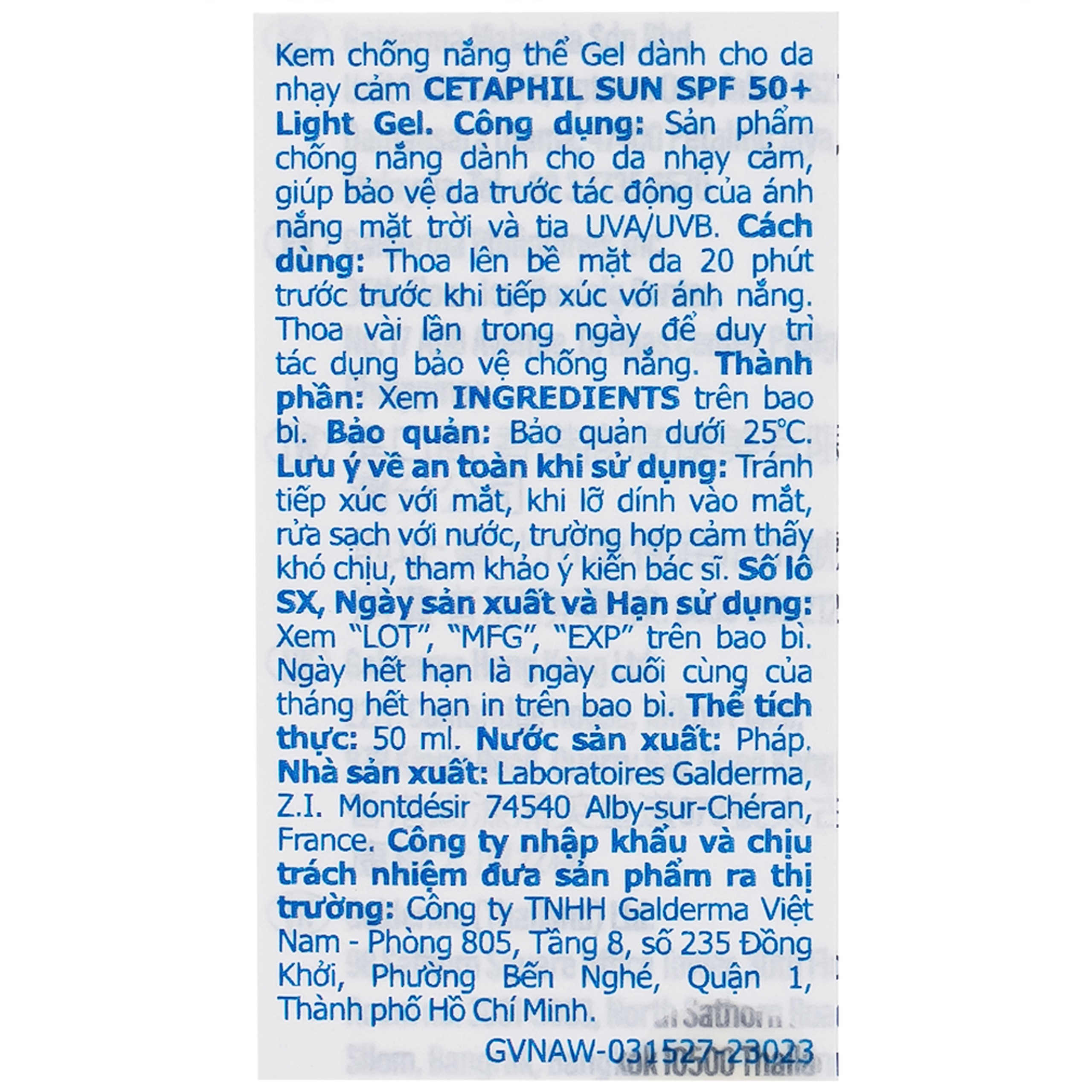 Kem chống nắng Cetaphil Sun Spf 50+ bảo vệ da trước tác động của ánh nắng mặt trời (50ml)