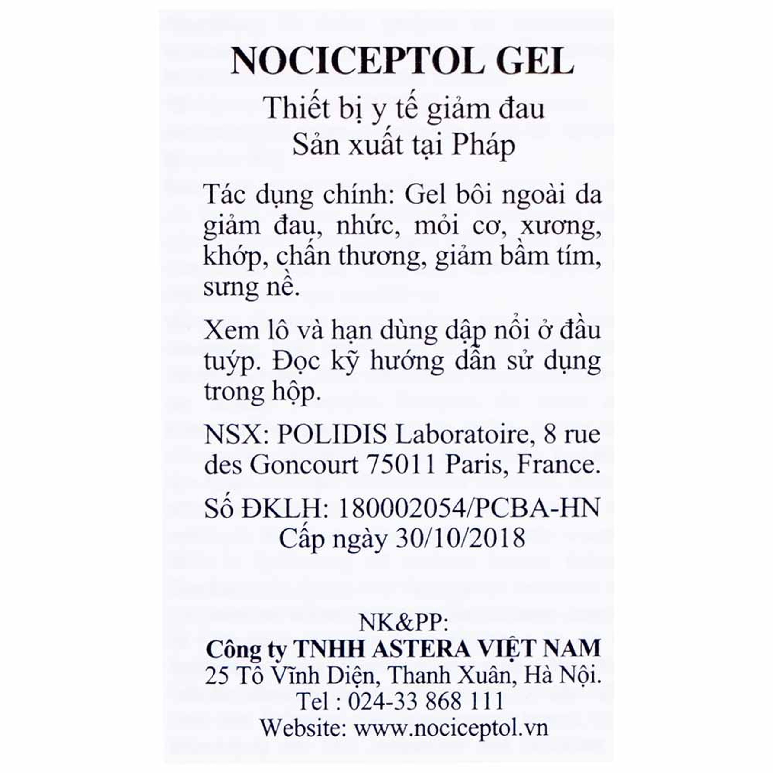 Kem bôi giảm đau Nociceptol120ml anti-douleur polidis giảm đau nhức xương khớp, mỏi cơ, chấn thương