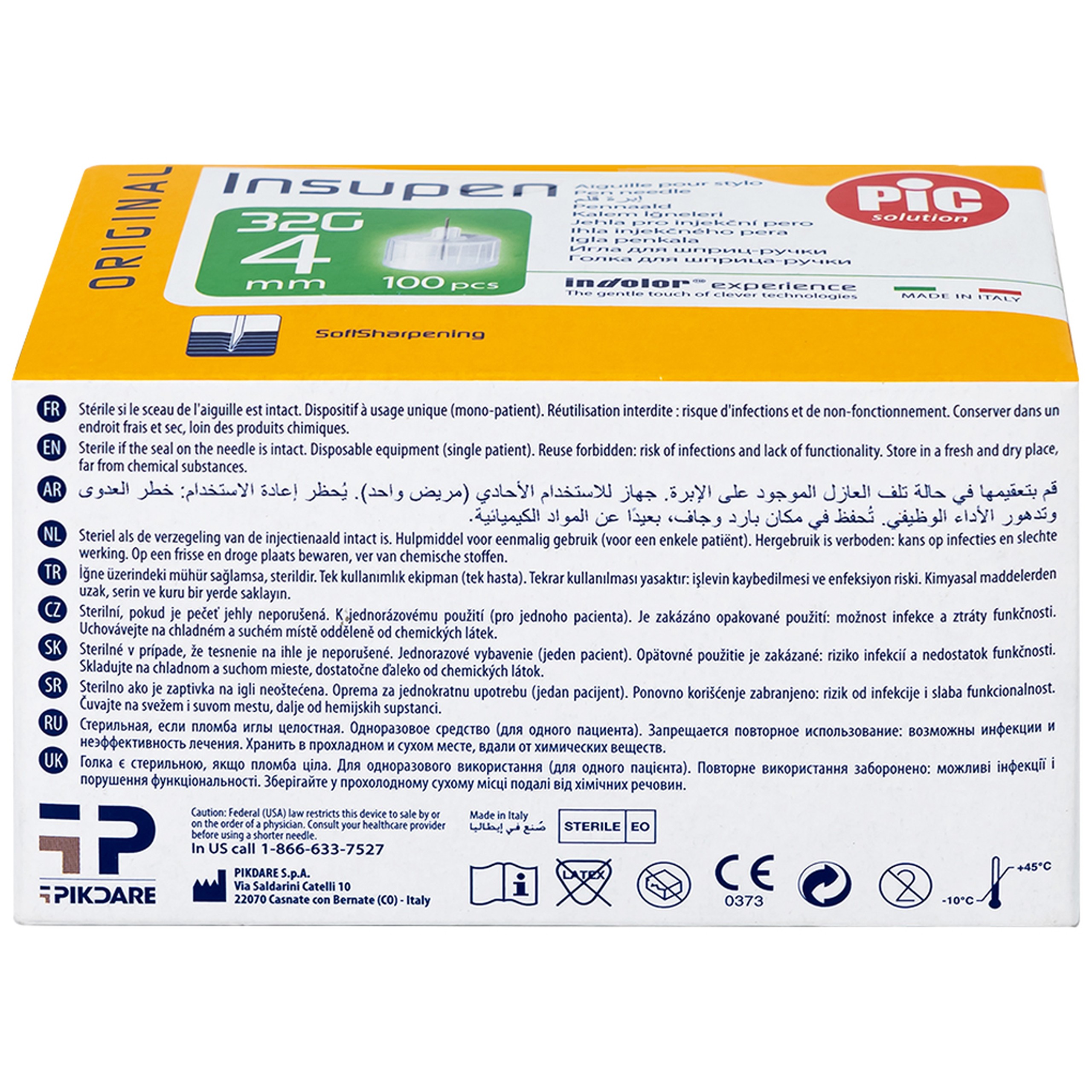 Đầu kim tiểu đường 32G x 4mm Pic insupen original (100 cái)