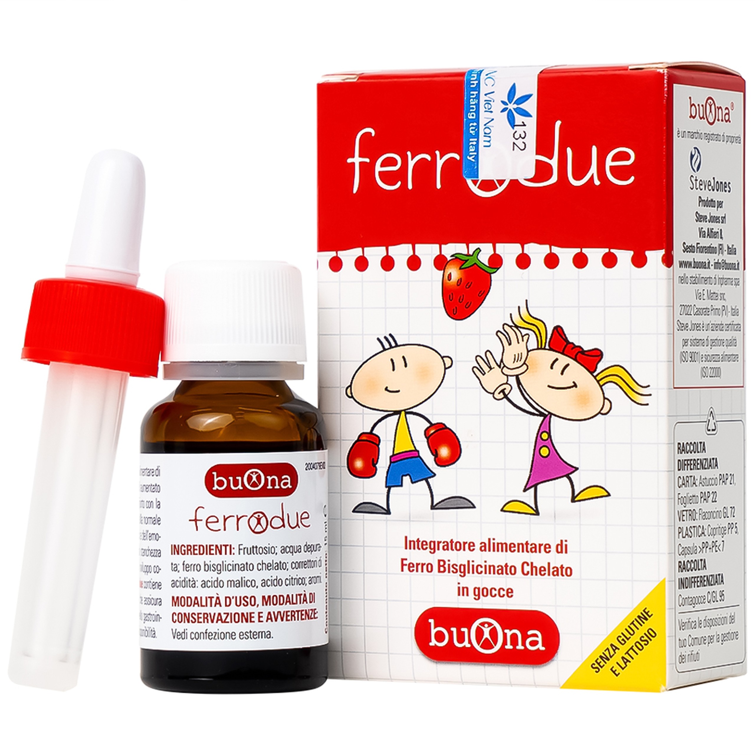 Dung dịch Ferrodue 15ml Buona bổ sung sắt cho cơ thể, giảm nguy cơ thiếu máu 