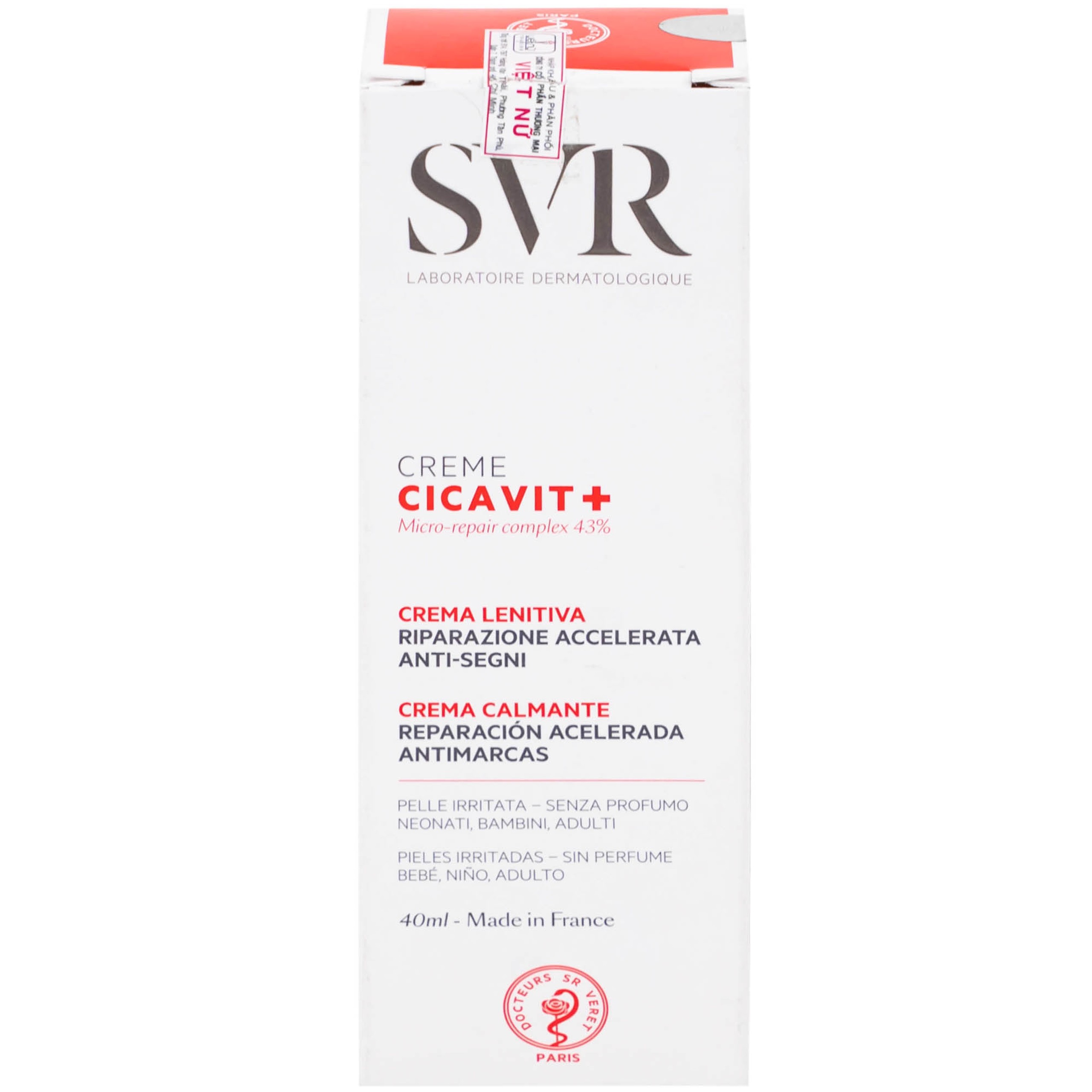 Kem bôi SVR Cicavit+ Creme dưỡng ẩm và làm dịu cho các trường hợp khô da, mẩn đỏ (40ml)