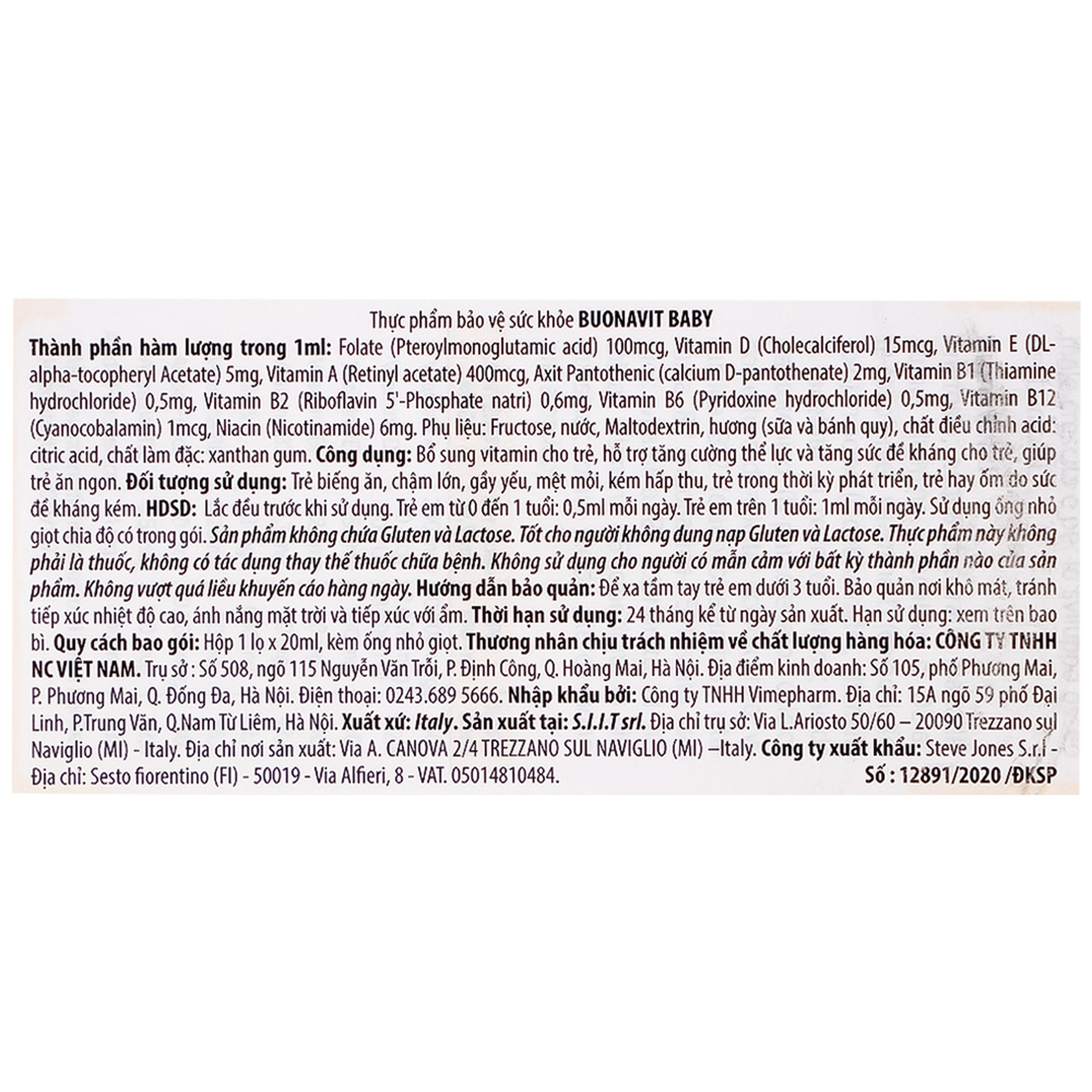 Dung dịch bổ sung vitamin cho trẻ Buona Bounavit Baby (20ml)