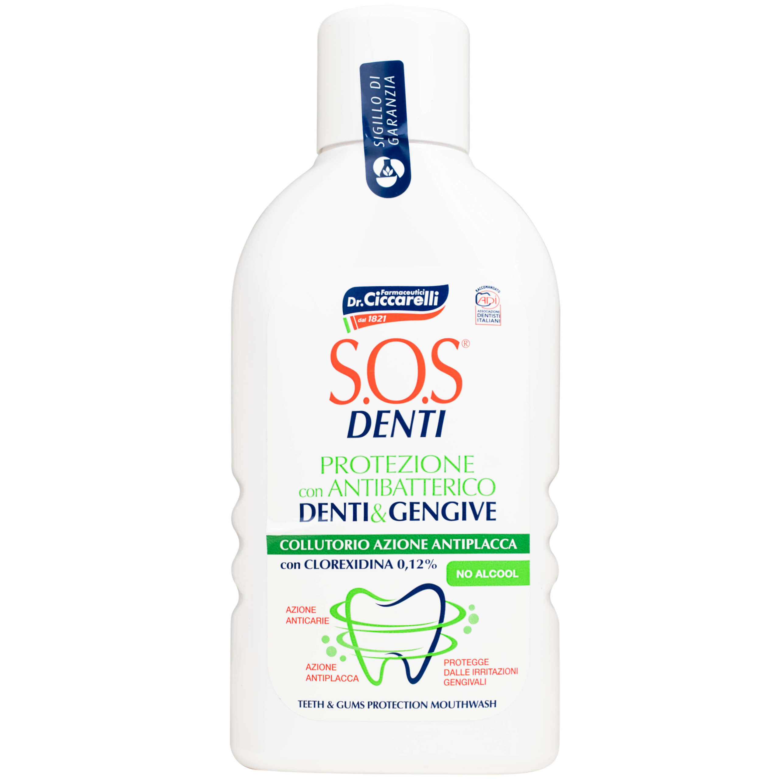 Nước súc miệng Dr.Ciccarelli S.O.S Denti giảm mảng bám vôi răng, bảo vệ răng và nướu (400ml)