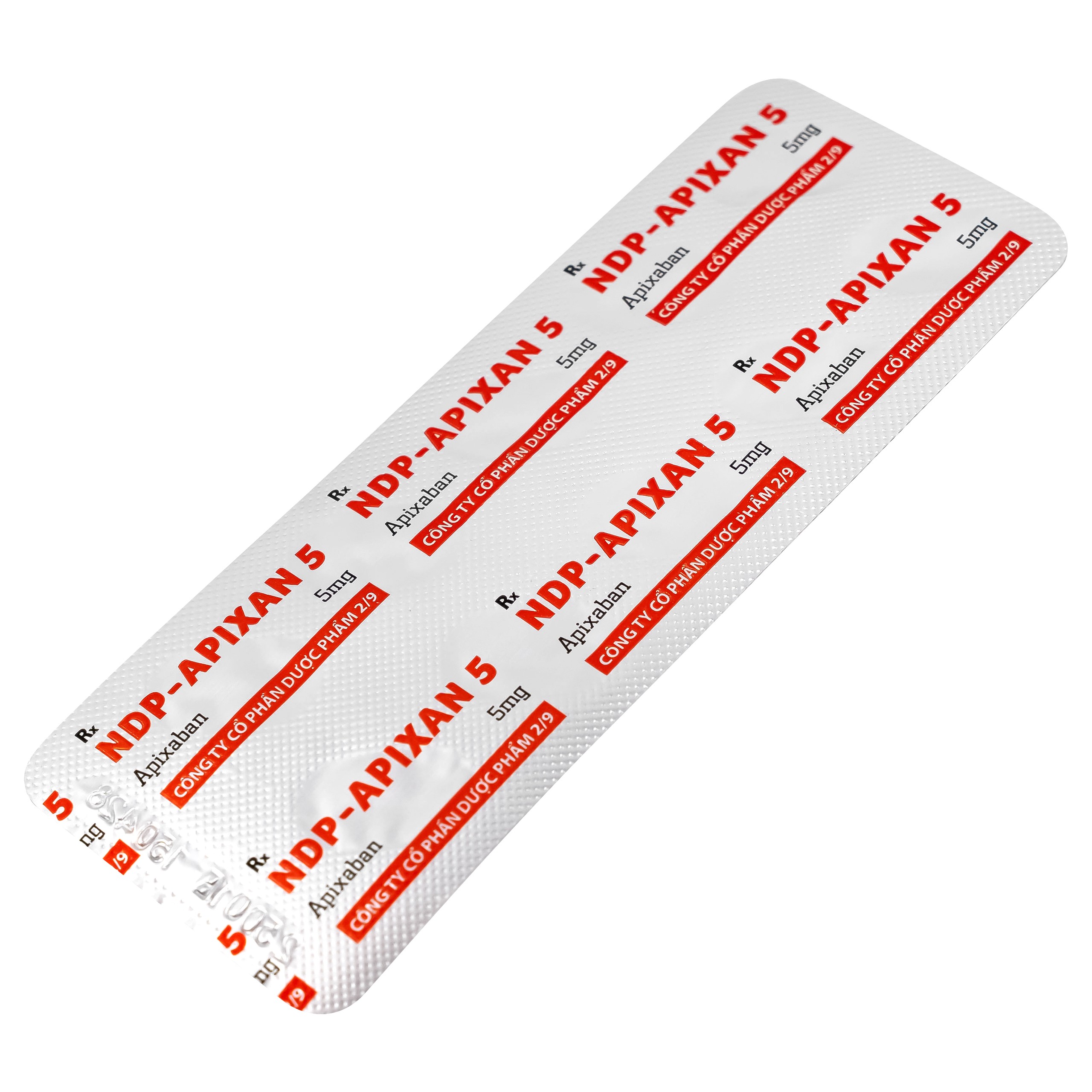 Thuốc NDP-Apixan 5mg Nadyphar hỗ trợ phòng ngừa đột quỵ, tăng huyết áp (2 vỉ x 10 viên)
