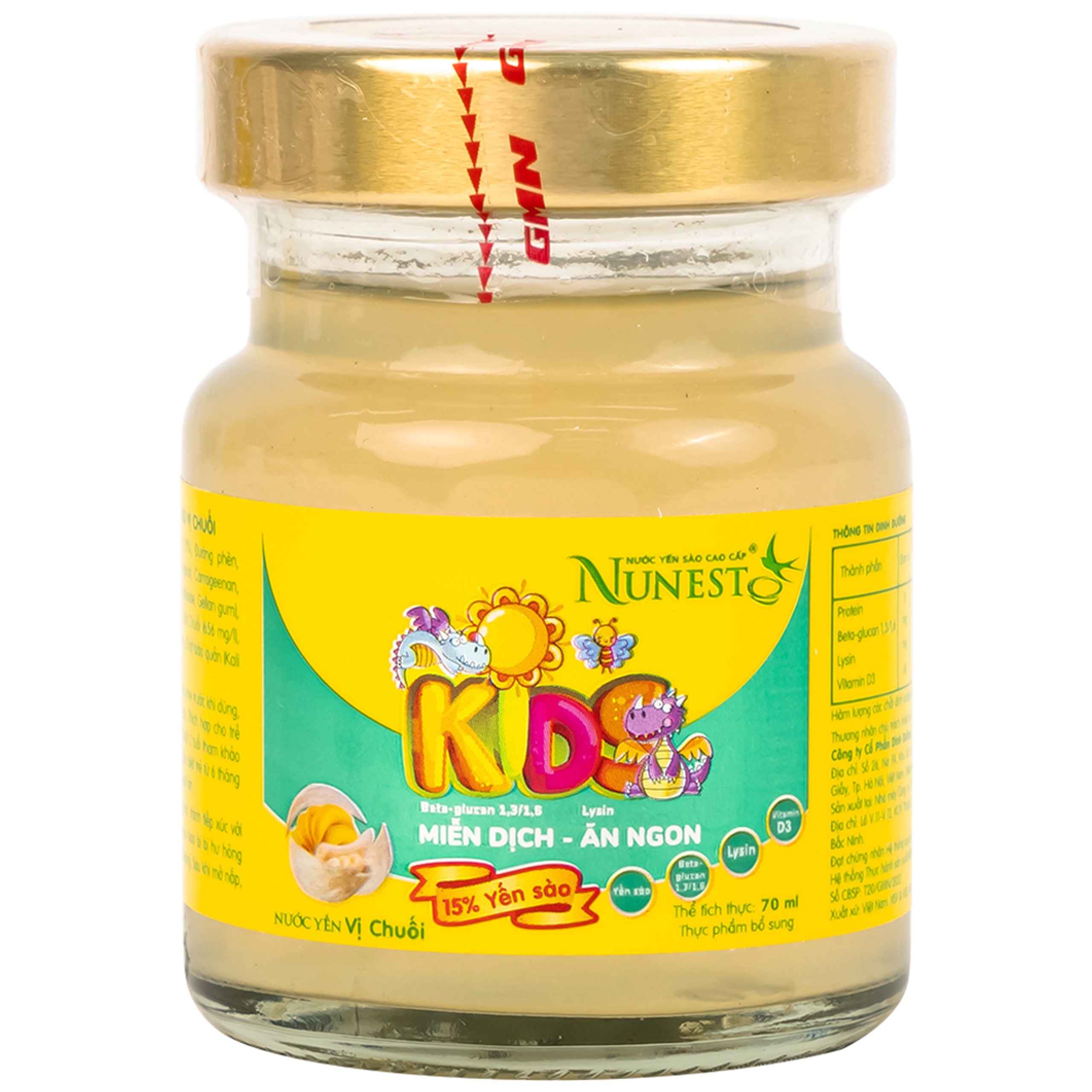 Nước Yến Sào Cao Cấp Cho Trẻ Em Nunest Kid Vị Chuối (6 hũ x 70ml)