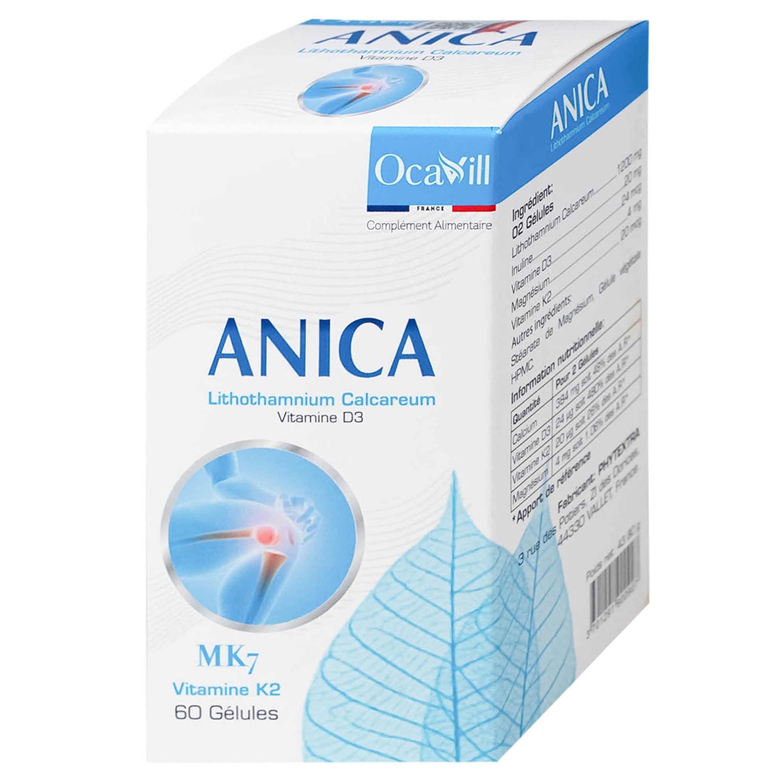 Viên uống Anica Ocavill bổ sung Canxi và Vitamin D3 (60 viên)