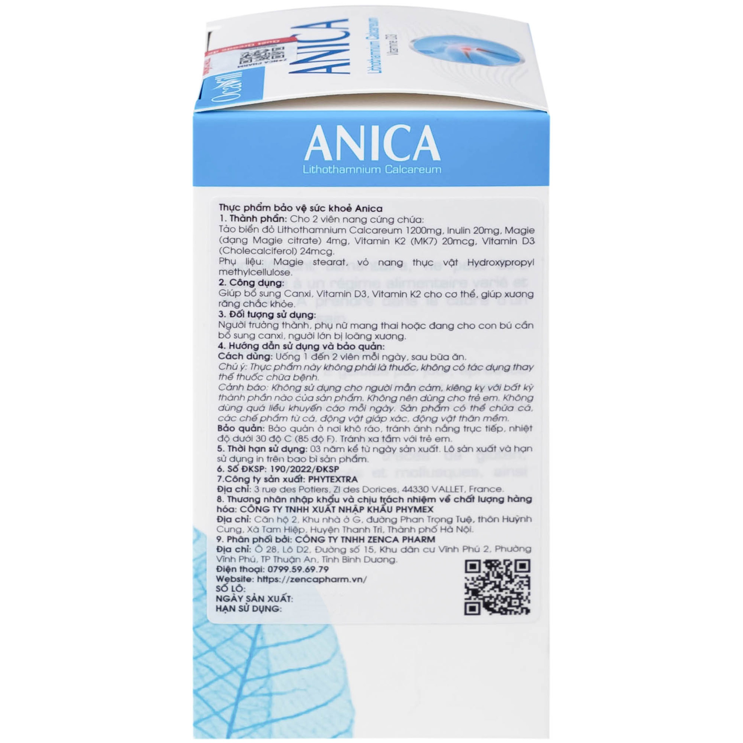 Viên uống Anica Ocavill bổ sung Canxi và Vitamin D3 (60 viên)