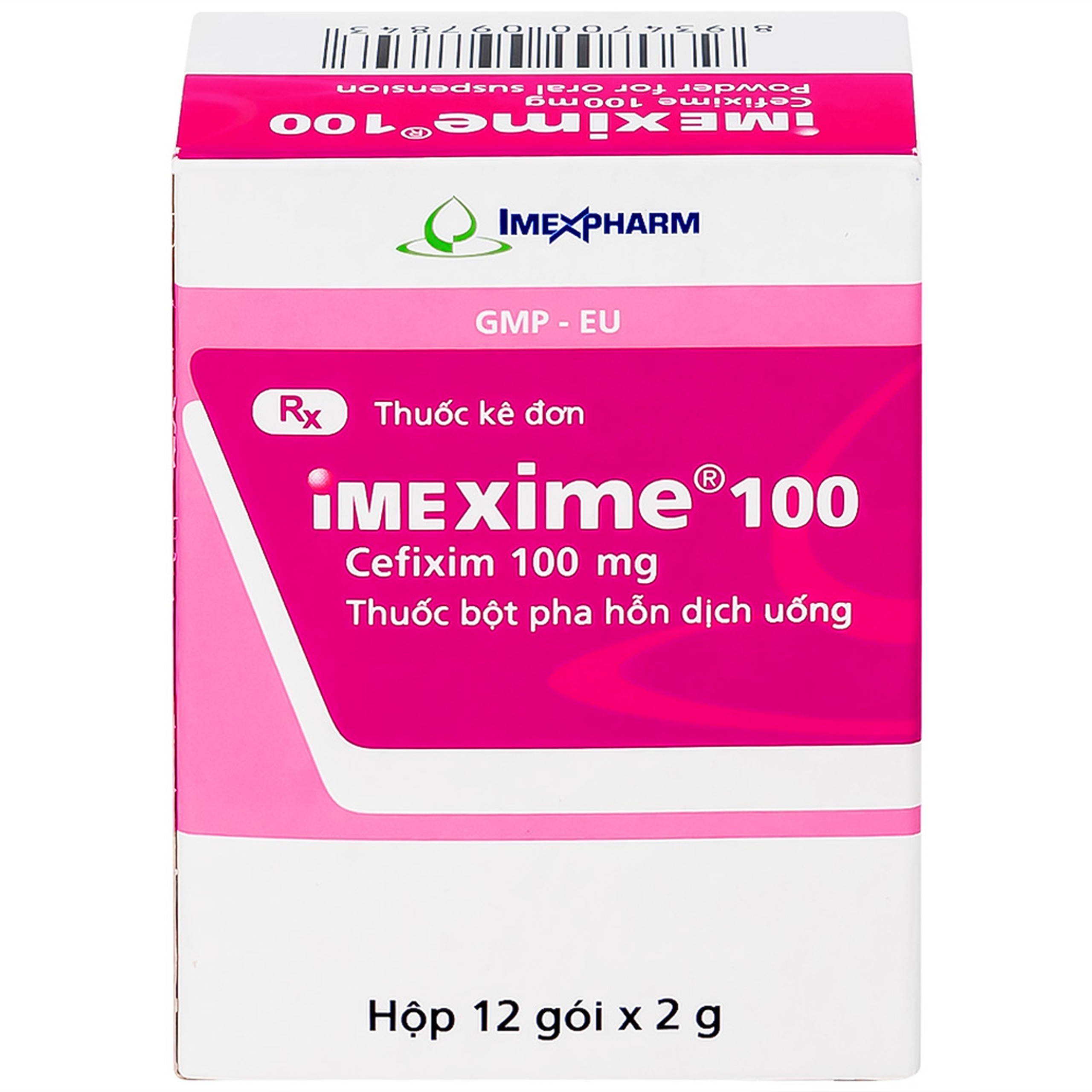 Hỗn dịch uống Imexime 100 Imexpharm điều trị nhiễm khuẩn đường tiết niệu, viêm thận - bể thận (12 gói x 2g)