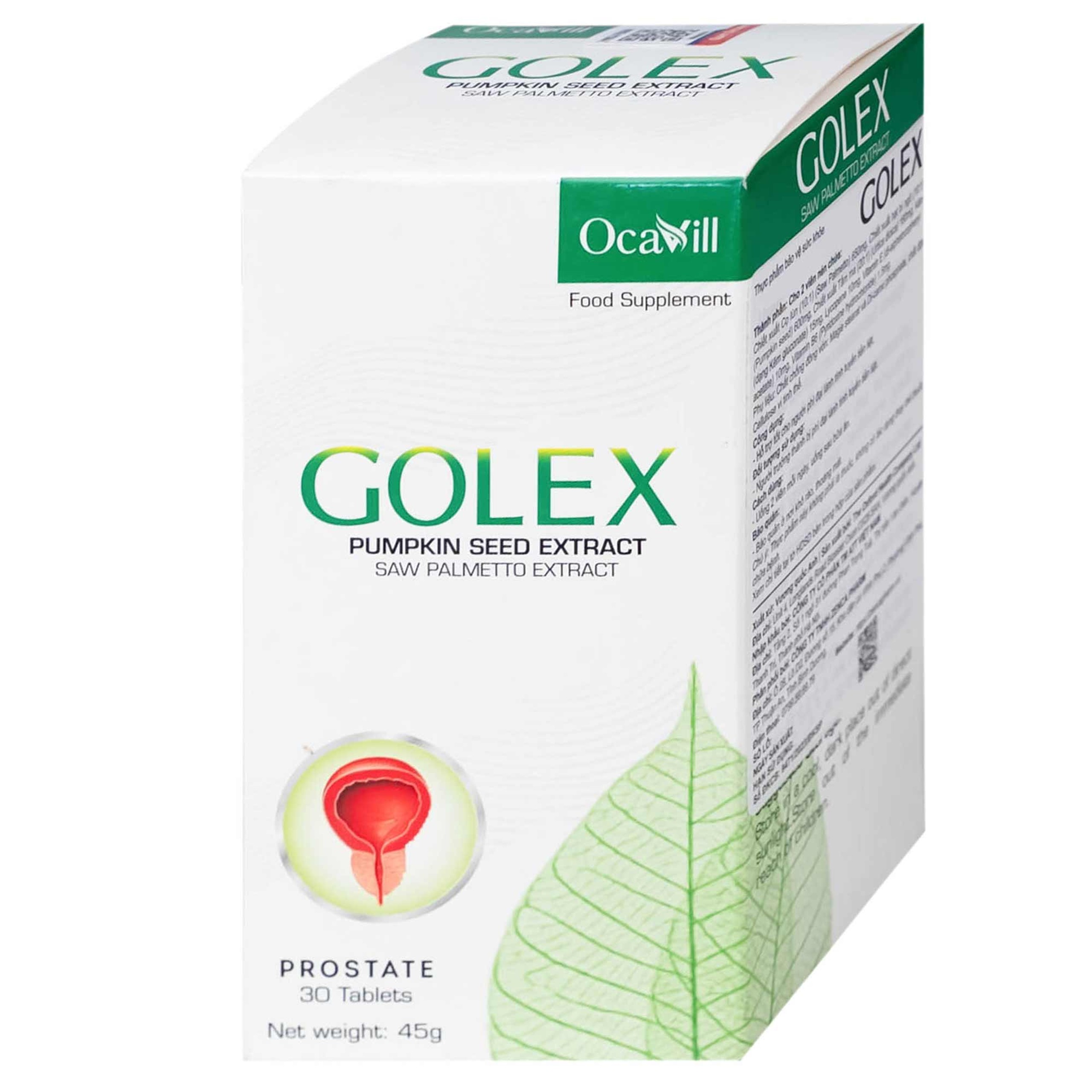 Viên uống Golex Ocavill hỗ trợ chống lại sự phình to của tuyến tiền liệt, cải thiện các rối loạn tiểu tiện (30 viên)
