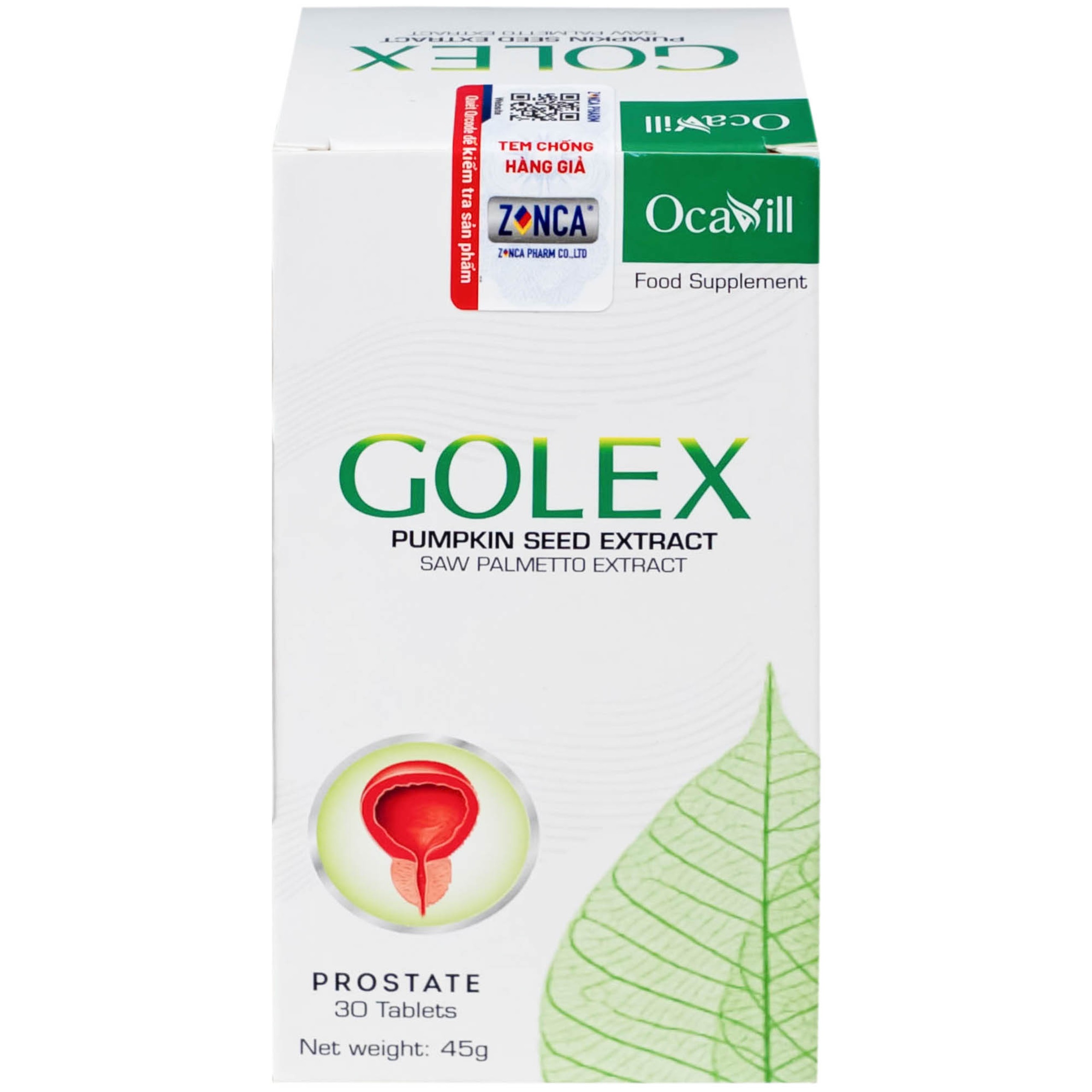 Viên uống Golex Ocavill hỗ trợ chống lại sự phình to của tuyến tiền liệt, cải thiện các rối loạn tiểu tiện (30 viên)